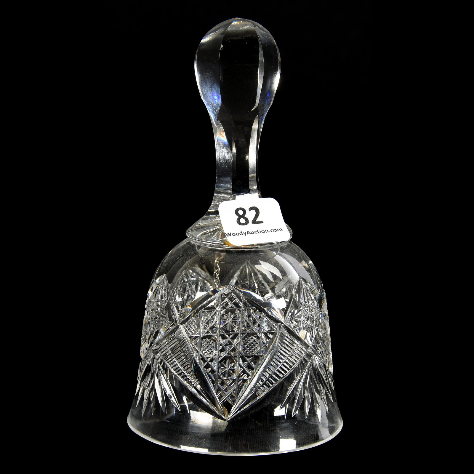 Dinner Bell, American Brilliant Cut Glass: Dinner Bell, ABCG, 5.5", Cane, Star, Zipper and Fan Motif, Mike & Mary Ann Callahan, OK