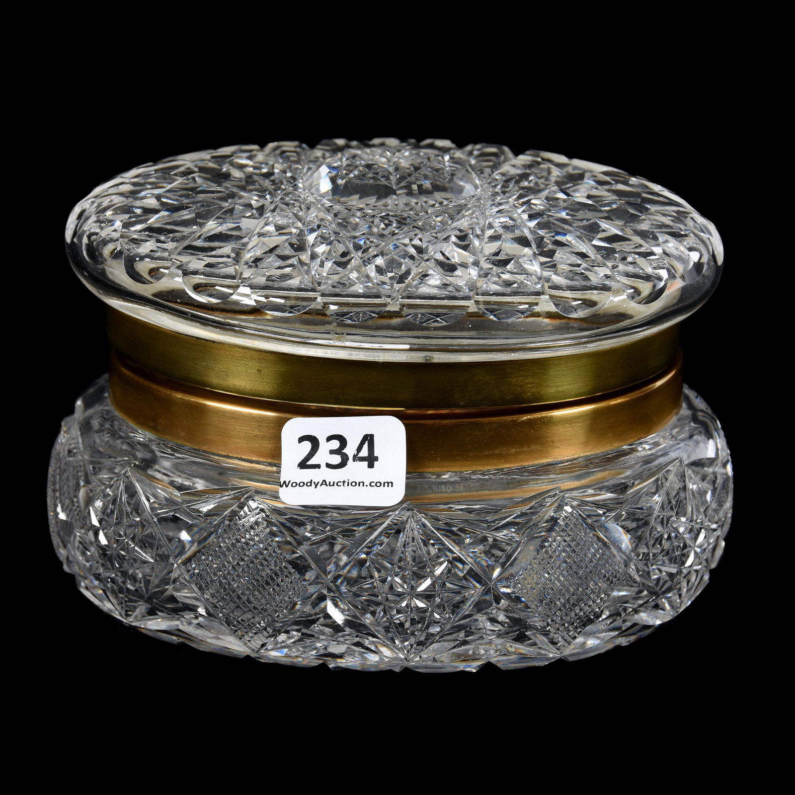 Jewel Box, Oval, ABCG: Jewel Box, Oval, ABCG, 3" X 5", Hobstar Lid and Base with Diamond Border, Brass Fittings, Mike & Mary Ann Callahan, OK