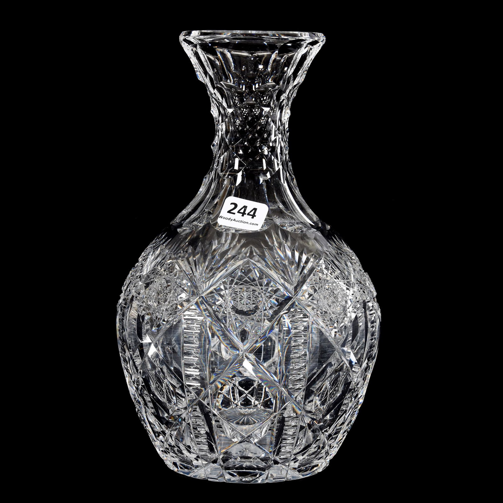 Water Carafe, ABCG, Navarre Pattern by Hawkes: Water Carafe, ABCG, Navarre Pattern by Hawkes, 8.75", St. Louis Diamond Neck, Mike & Mary Ann Callahan, OK
