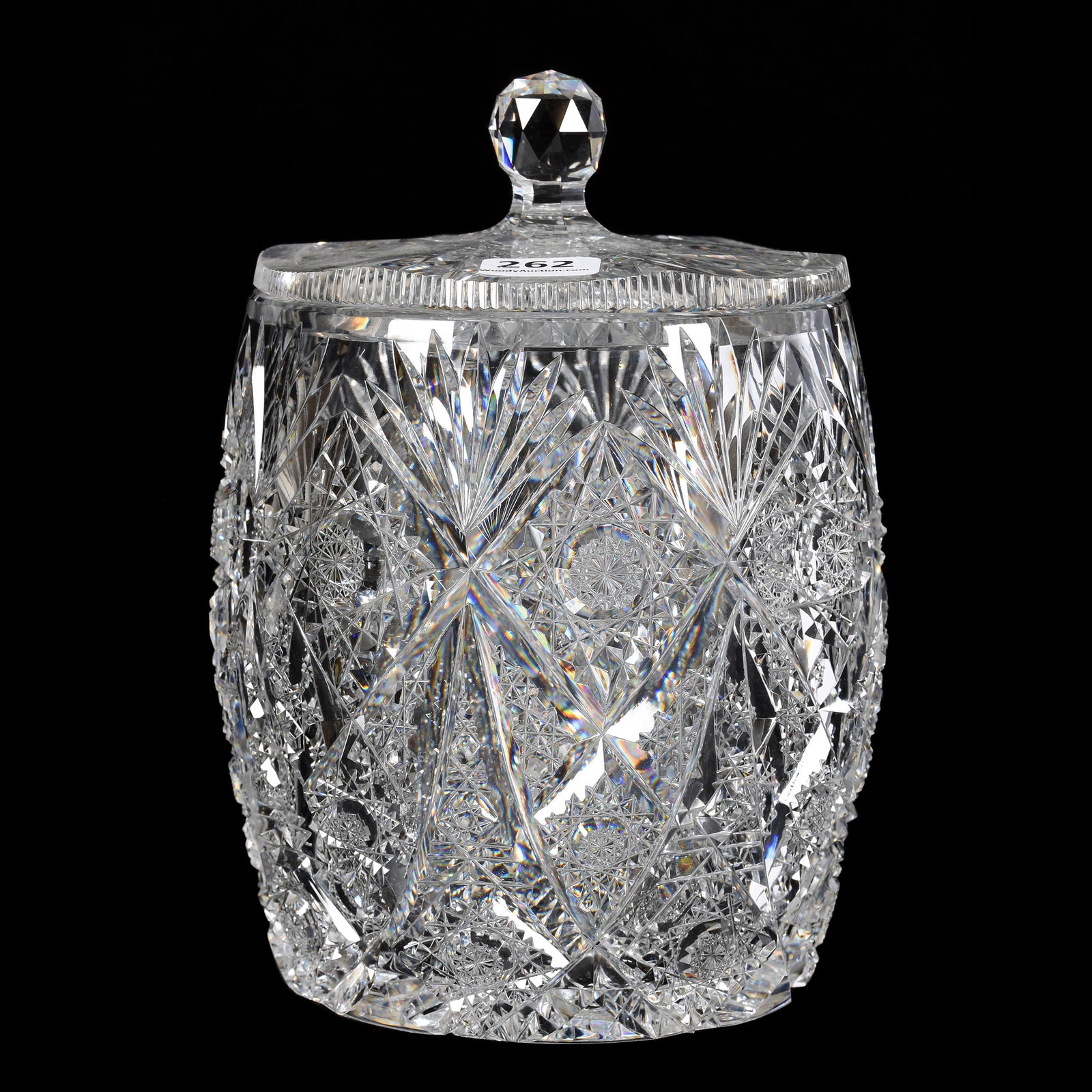 Rare Covered Jar, ABCG, Kensington Pattern by Hawkes: Rare Covered Jar, ABCG, Kensington Pattern by Hawkes, 7", Hobstar Cut Lid, Hobstar Cut Base, Outstanding Quality, Mike & Mary Ann Callahan, OK