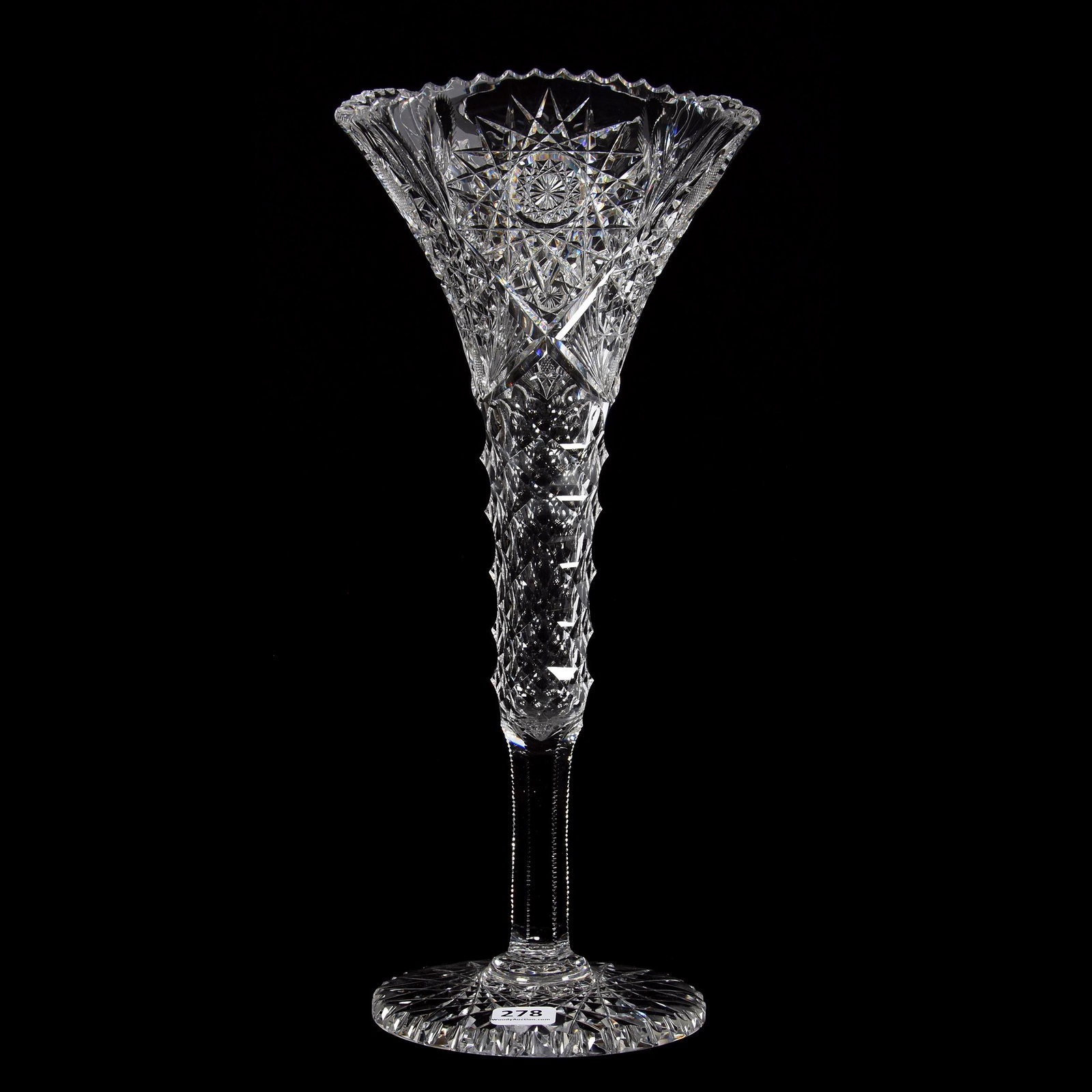 Trumpet Vase, Tri-Corner, ABCG, Cactus by Pairpoint: Trumpet Vase, Tri-Corner, ABCG, Cactus by Pairpoint, 13", Exactly as Featured in Pairpoint Catalog Reprint, Page 144, Mike & Mary Ann Callahan, OK