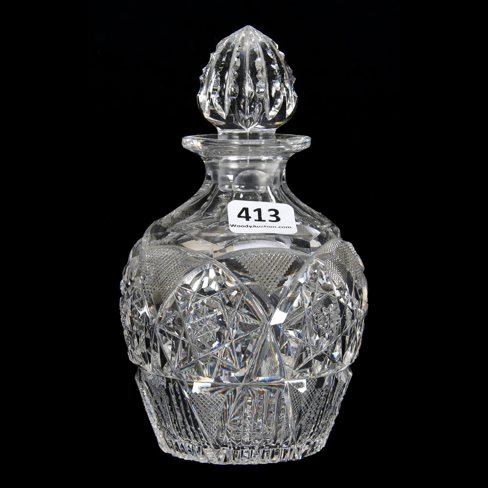 Cologne Bottle, ABCG: Cologne Bottle, ABCG, 5.75", Hobstar, Strawberry Diamond and Prism Motif, Prism Cut Stopper, Ray Cut Base, Mike & Mary Ann Callahan, OK