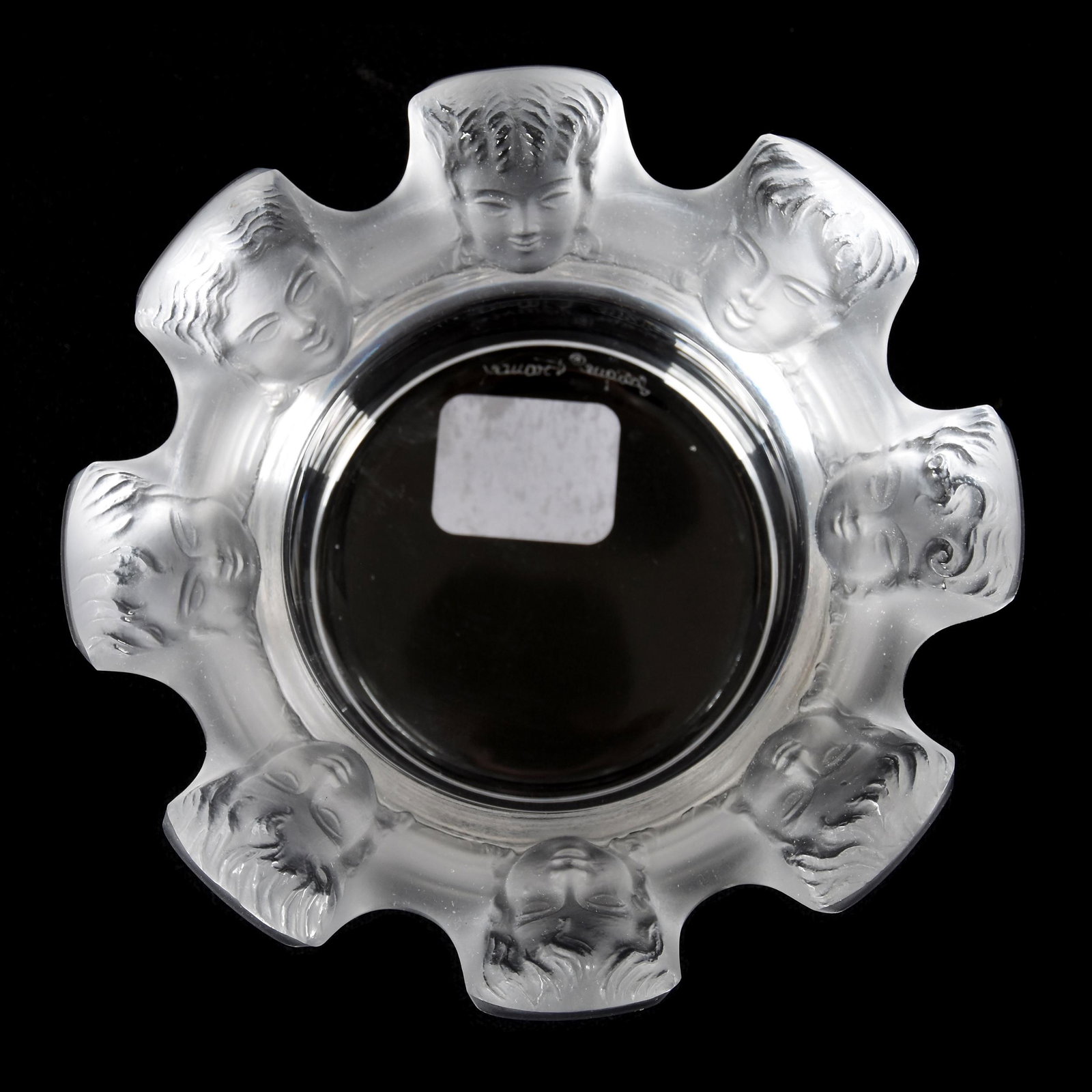 Ash Tray Signed Lalique France, Saint Nicholas: Ash Tray Signed Lalique France, Saint Nicholas, 1.5" x 4.25", Script Signature, from the estate of Ronald W. Prielipp PHD, Salina, KS. Ron was a professor of mathematics at Bethany College, Lindsborg,