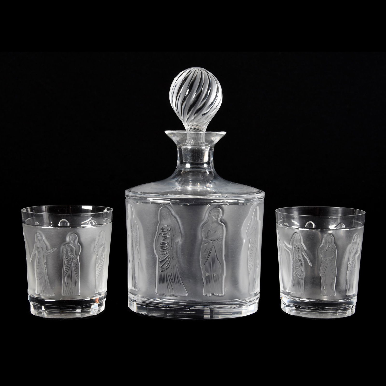 Decanter Set Signed Lalique France, Femmes Antiques May 30, 2020