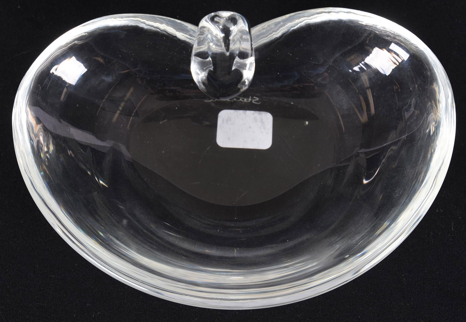 Dish/Ash Tray Signed Steuben Clear Crystal: Dish/Ash Tray Signed Steuben Clear Crystal, 7", from the estate of Ronald W. Prielipp PHD, Salina, KS. Ron was a professor of mathematics at Bethany College, Lindsborg, KS. Ron and his wife, Elizabeth