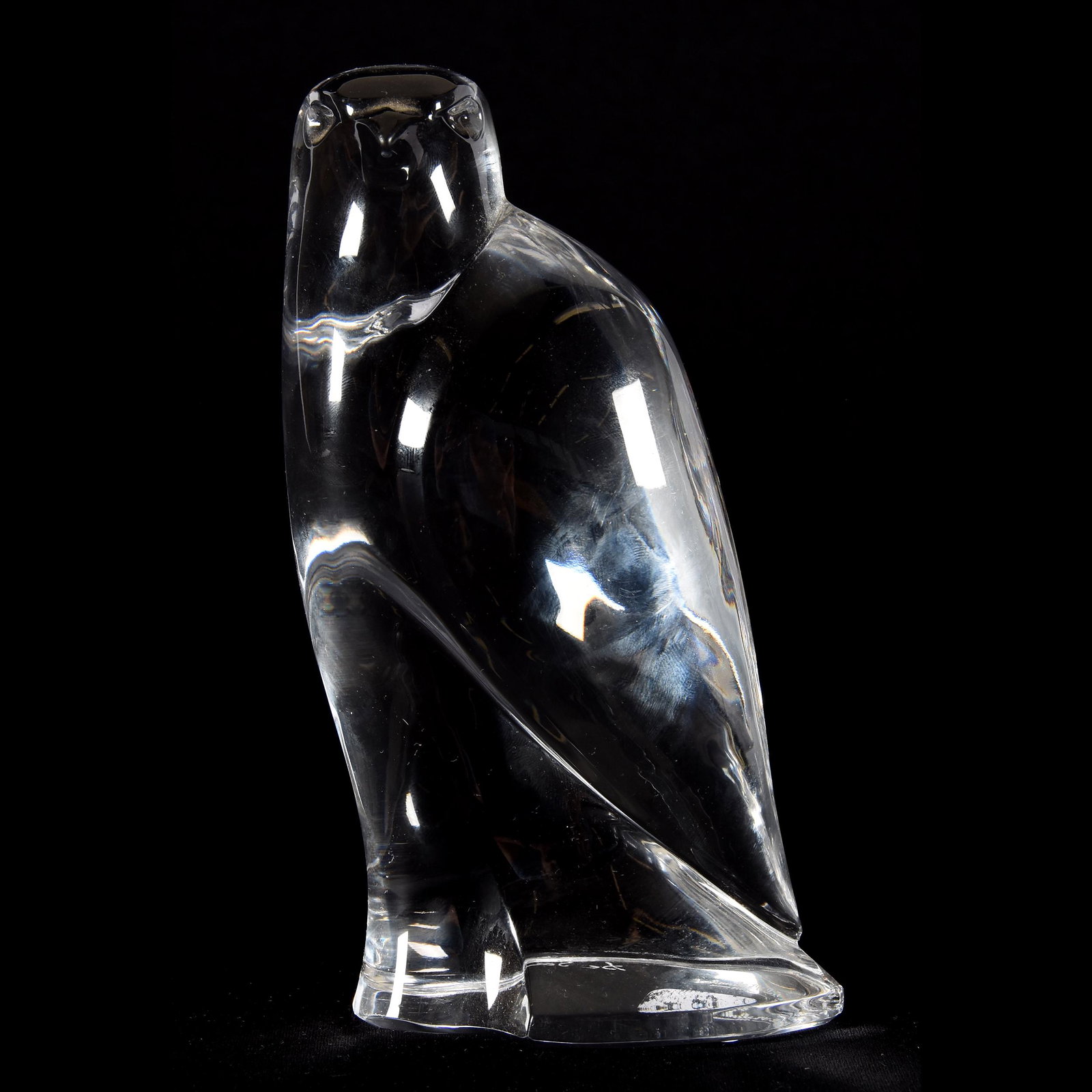Figurine Signed Val St. Lambert, Falcon: Figurine Signed Val St. Lambert, Falcon, 7.25", Clear Crystal, from the estate of Ronald W. Prielipp PHD, Salina, KS. Ron was a professor of mathematics at Bethany College, Lindsborg, KS. Ron and his 