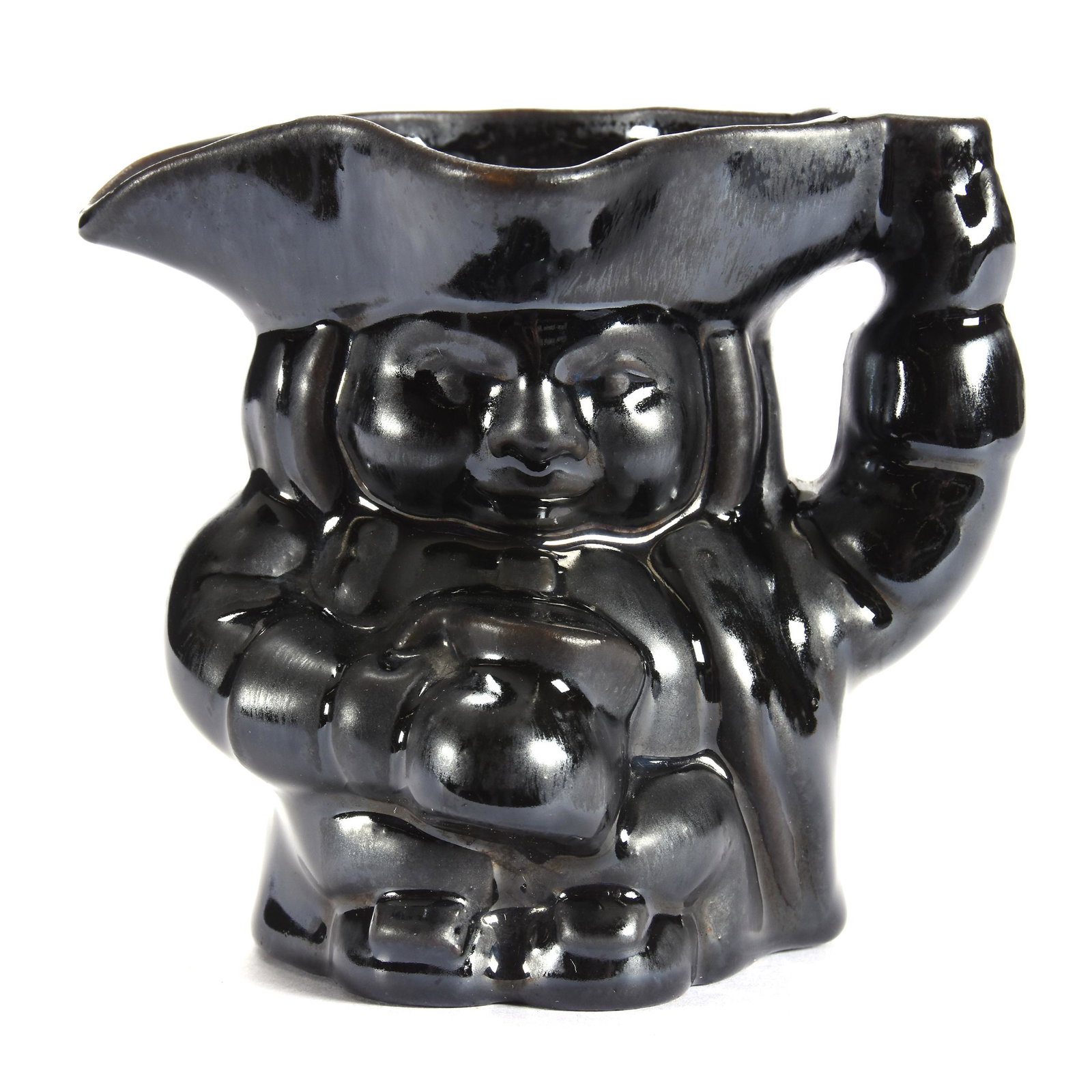 Fort Hays Kansas State College Art Pottery Toby Mug: Fort Hays Kansas State College Art Pottery Toby Mug, 4" x 4.25", Black Glaze Finish, from the estate of Ronald W. Prielipp PHD, Salina, KS. Ron was a professor of mathematics at Bethany College, Linds