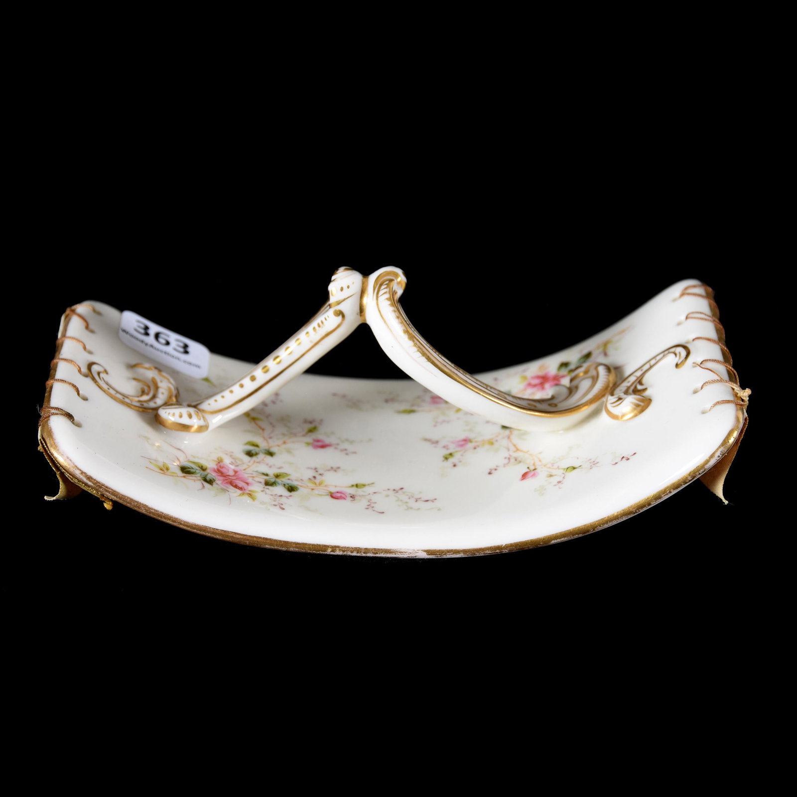 Ink Blotter Marked CAC American Belleek, Ca. 1890: Ink Blotter Marked CAC American Belleek, Circa 1890, 2" x 5.75", White with Colorful Floral Decor, Gold Stencil Highlights, Beautiful Design, CAC for Ceramic Arts Company, from the estate of Ronald W.