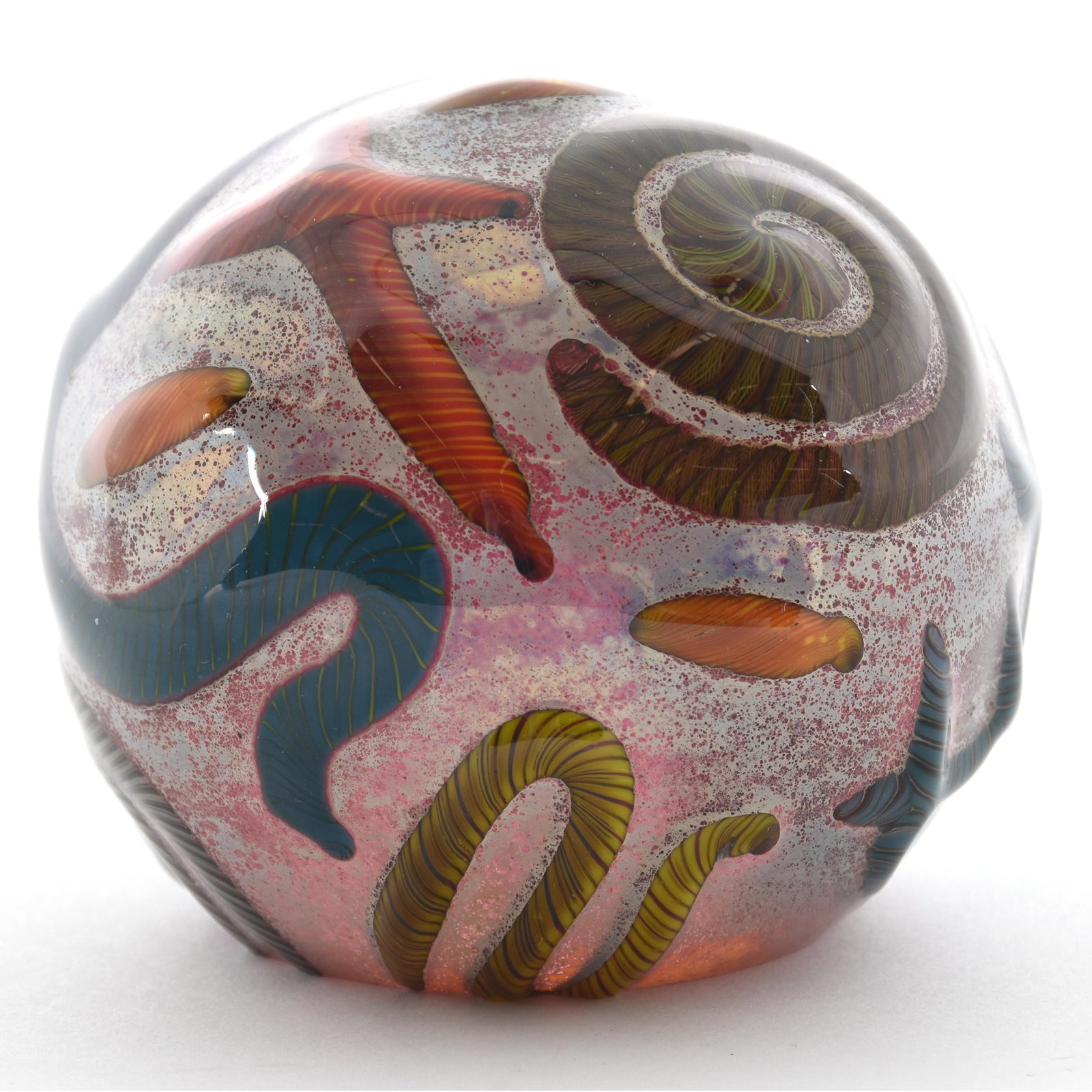 Paperweight Signed K. (Kenny) Walton: Paperweight Signed K. (Kenny) Walton, 3" x 3.5" Diameter, Underwater Sea Life Design, Very Nice, from the estate of Ronald W. Prielipp PHD, Salina, KS. Ron was a professor of mathematics at Bethany Co
