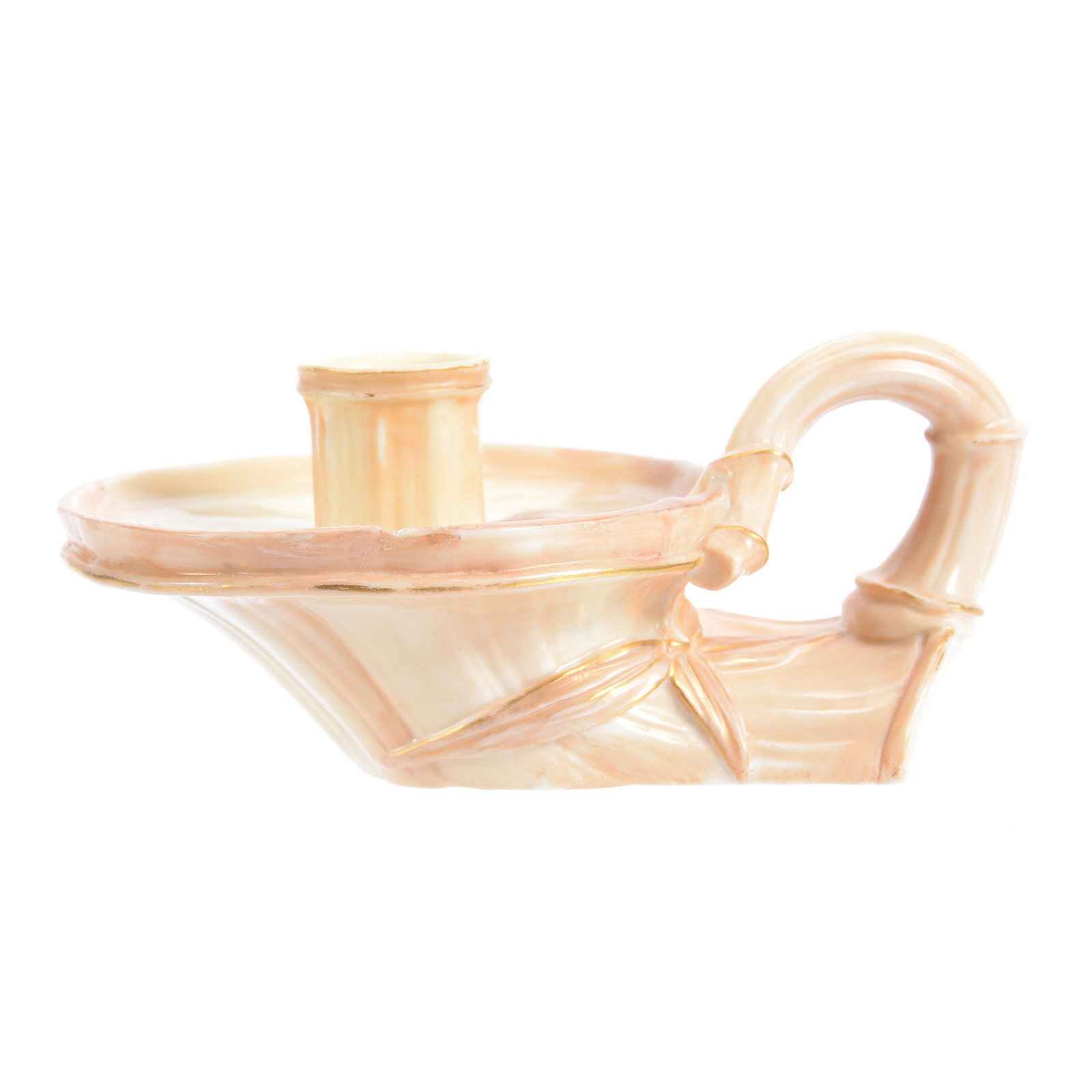 Chamberstick, Royal Worcester #1095, Bamboo Form: Chamberstick, Royal Worcester #1095, Bamboo Form, 2.75" X 6.5", Rim Chip, Schiff Collection, NJ