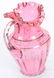 Pitcher, Cranberry Art Glass, Enamel Daisy Decor - 2