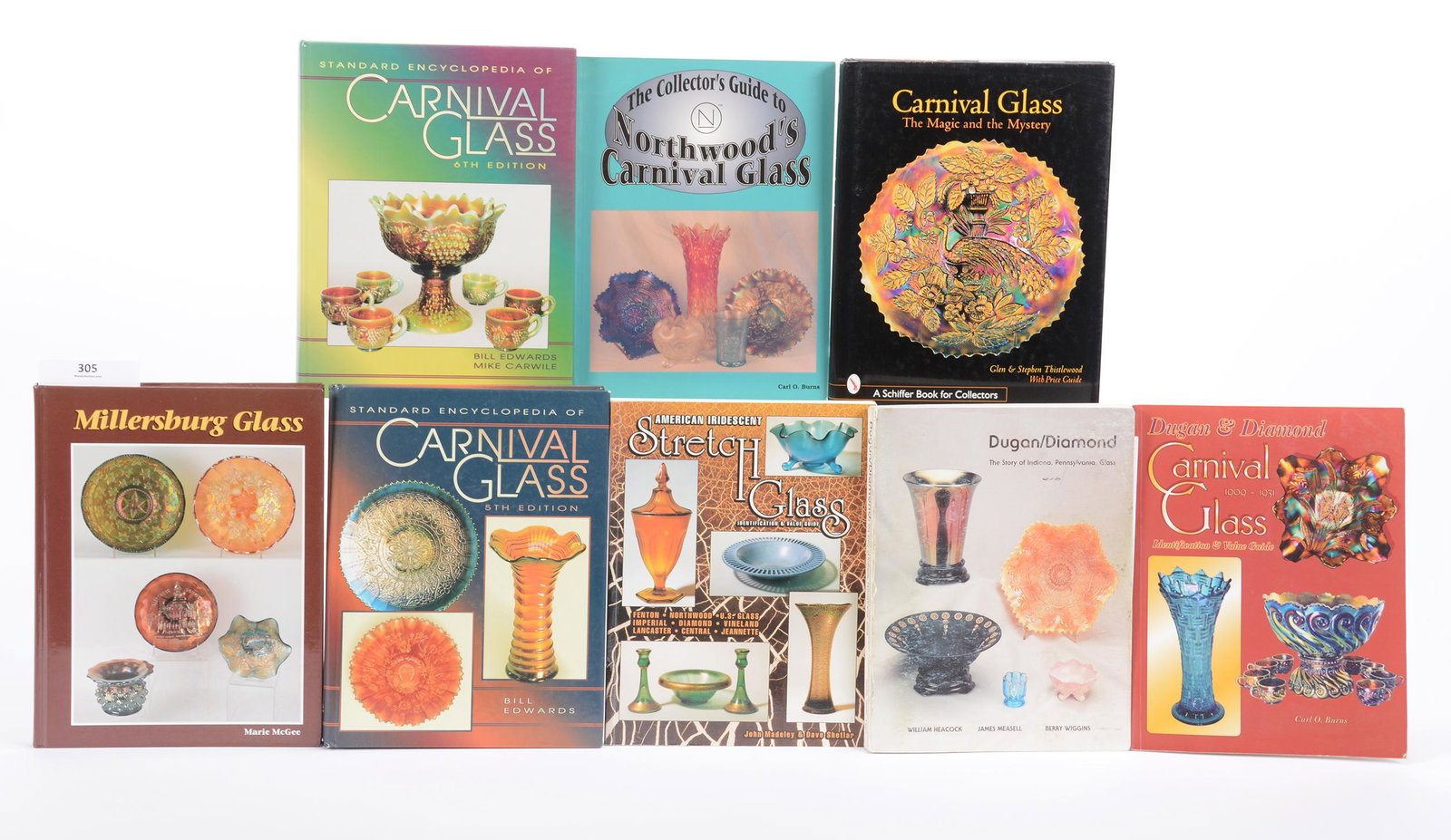 (9) Publications About Carnival Glass & More: (9) Publications about Carnival Glass and More Including: (1) Millersburg Glass by Marie McGee, 1995, Hardbound; (1) Carnival Glass the Magic and the Mystery by Glen and Stephen Thistlewood, 1998; (2)