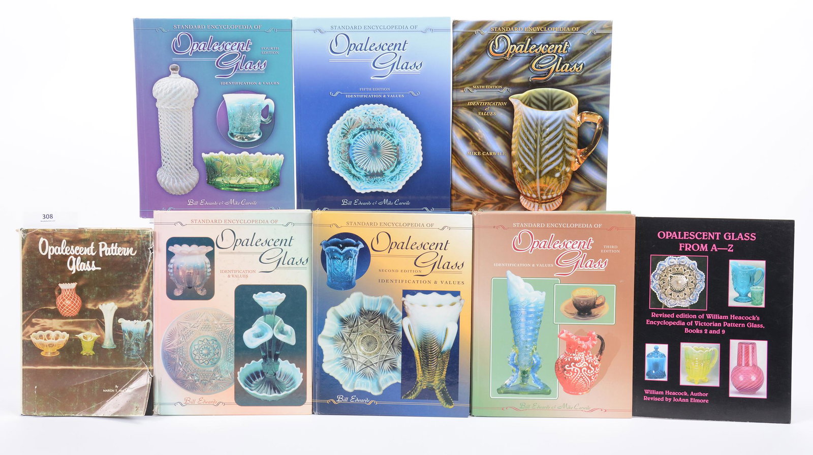 (8) Publications About Opalescent Pattern Glass: (8) Publications about Opalescent Pattern Glass Including: (1) Opalescent Pattern Glass by Marion T. Hartung, 1971; (1) Standard Encyclopedia of Opalescent Glass by Bill Edwards, 1995; (1) Standard En