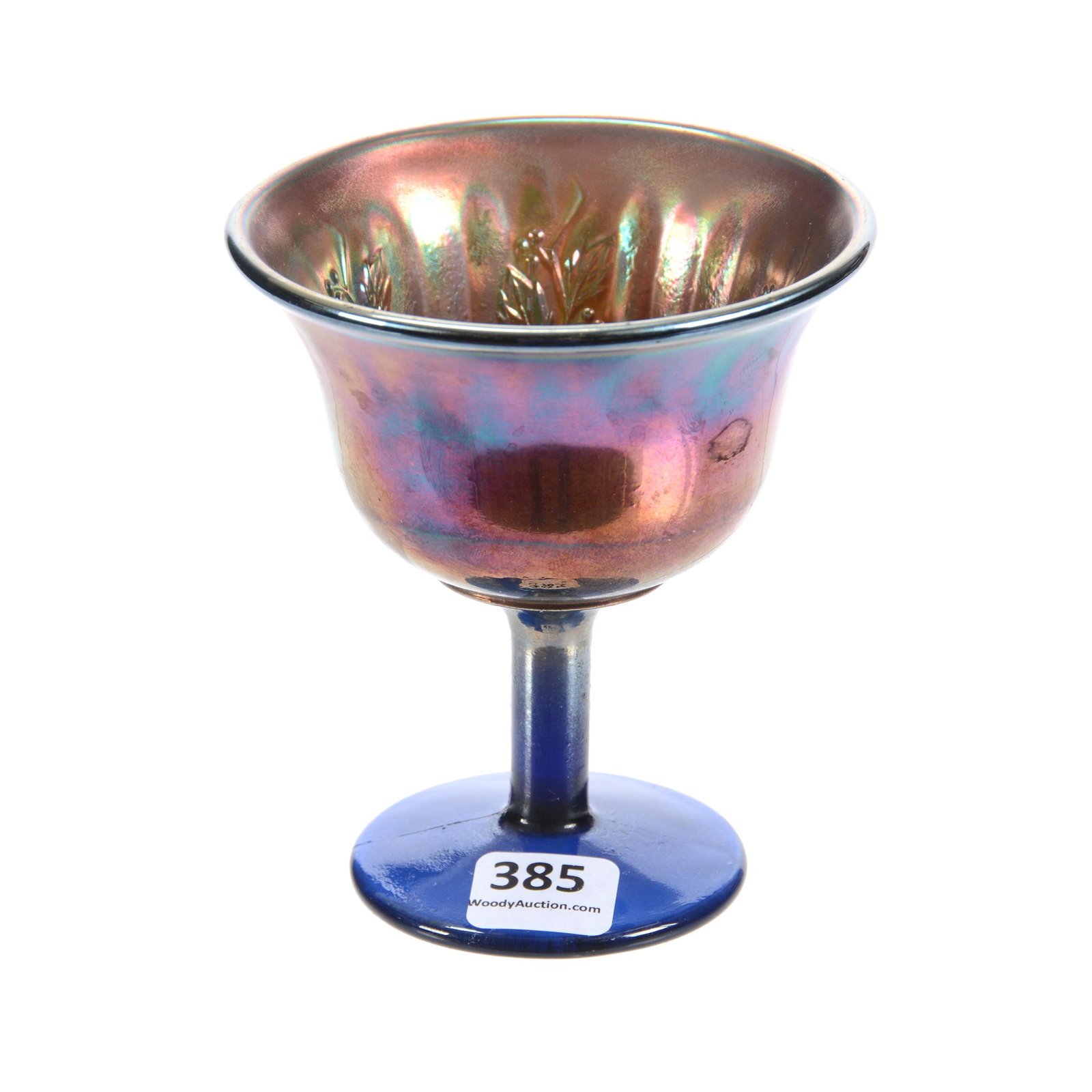Carnival Glass Compote, Blue Fenton's Holly: Carnival Glass Compote, Blue Fenton's Holly, 4.25", Bob Albin, KS