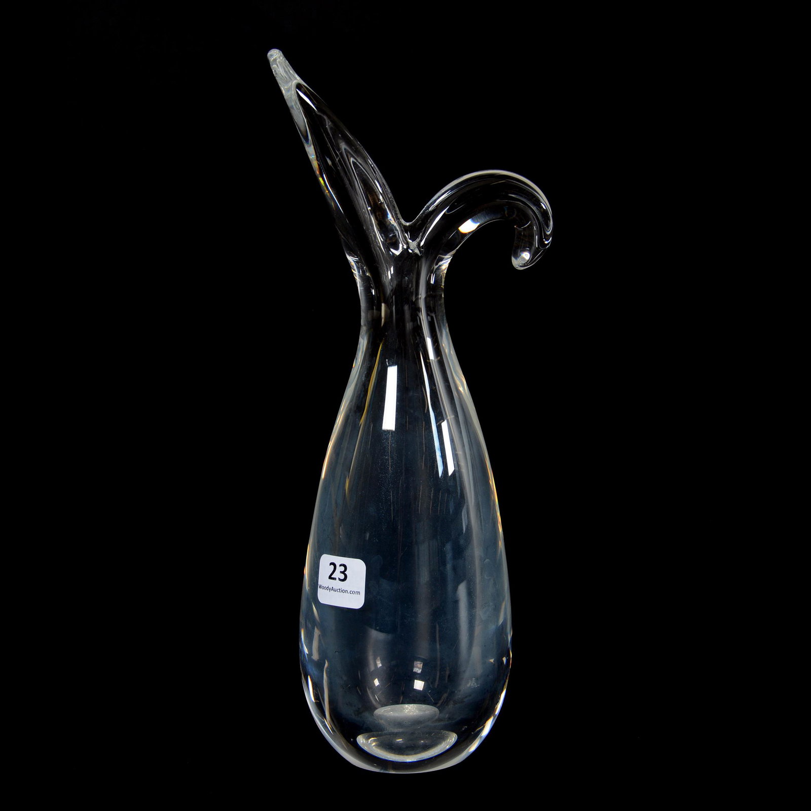 Art Glass Vase Signed Steuben: Art Glass Vase Signed Steuben, 10.25", Clear Glass with Free Form Design Rim, Cloudy Interior Needs Cleaned; the Collection of Mrs. R. and the Late Dr. S. Alexander.