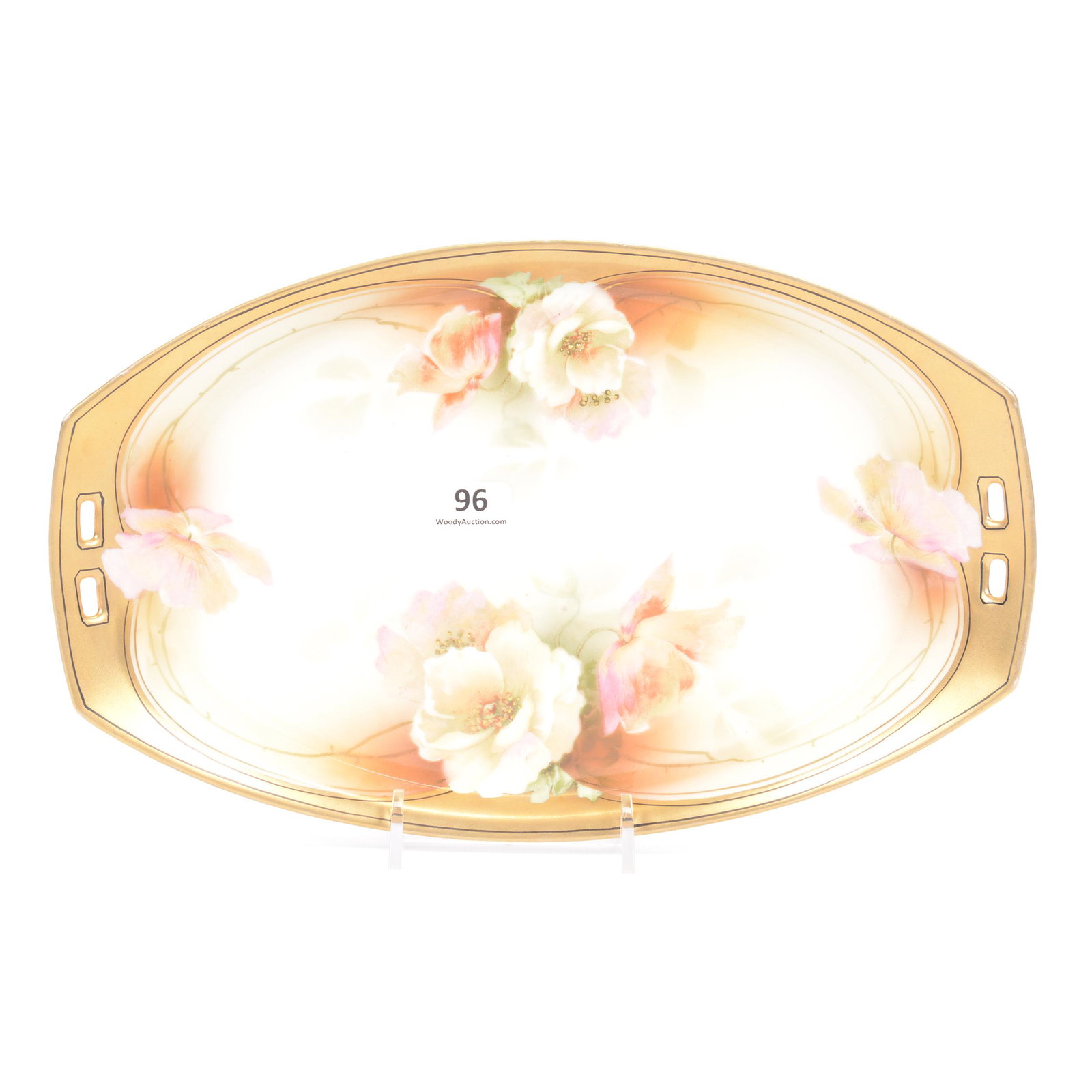Tray Marked R.S. Germany: Tray Marked R.S. Germany, 10.75", Cream Tones with Poppy Decor, Gold Trim; the Collection of Mrs. R. and the Late Dr. S. Alexander.