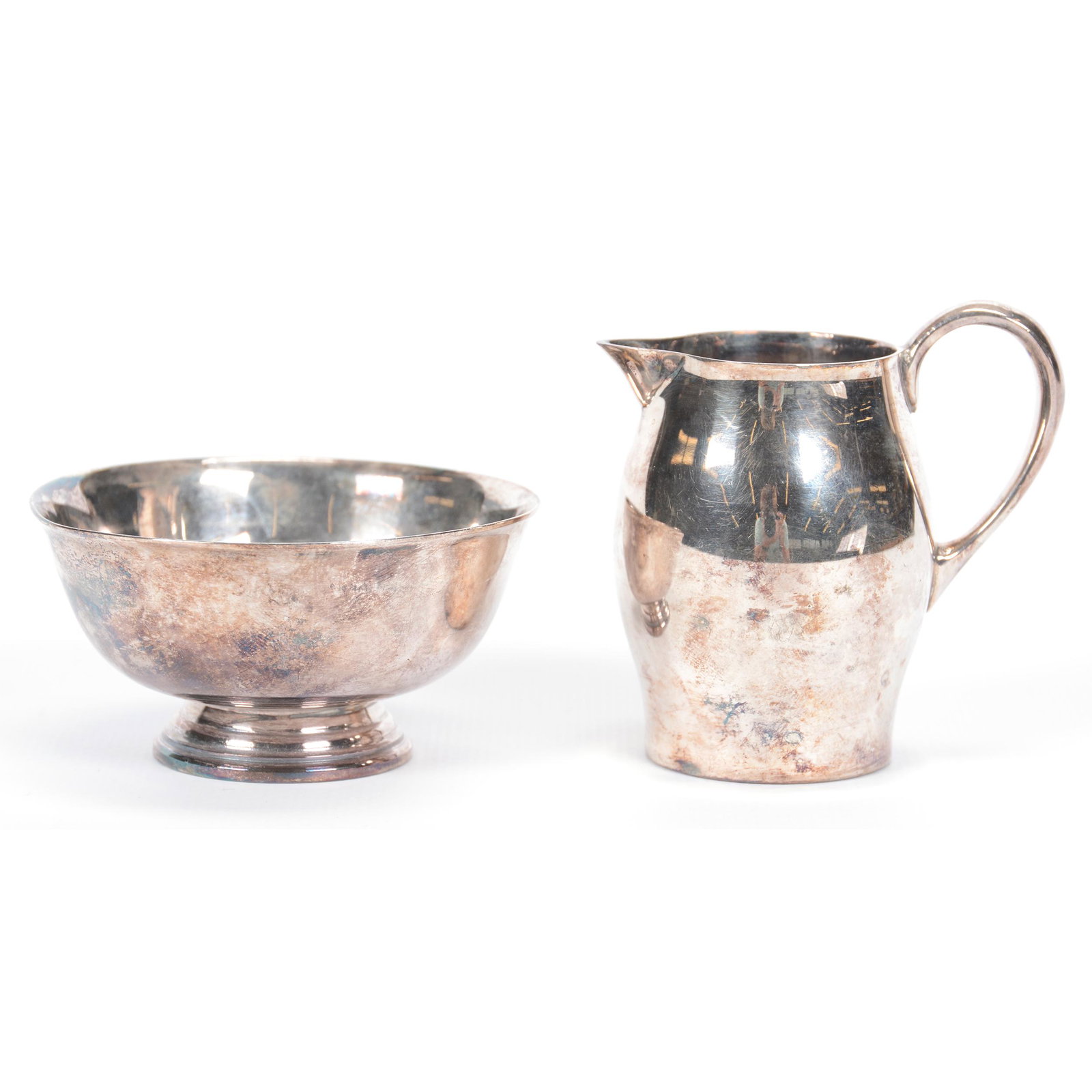 Miniature Creamer & Sugar, Reed & Barton Silverplate: Miniature Creamer & Sugar, Reed & Barton Silverplate, #12, Paul Revere Pattern; the Collection of Mrs. R. and the Late Dr. S. Alexander.