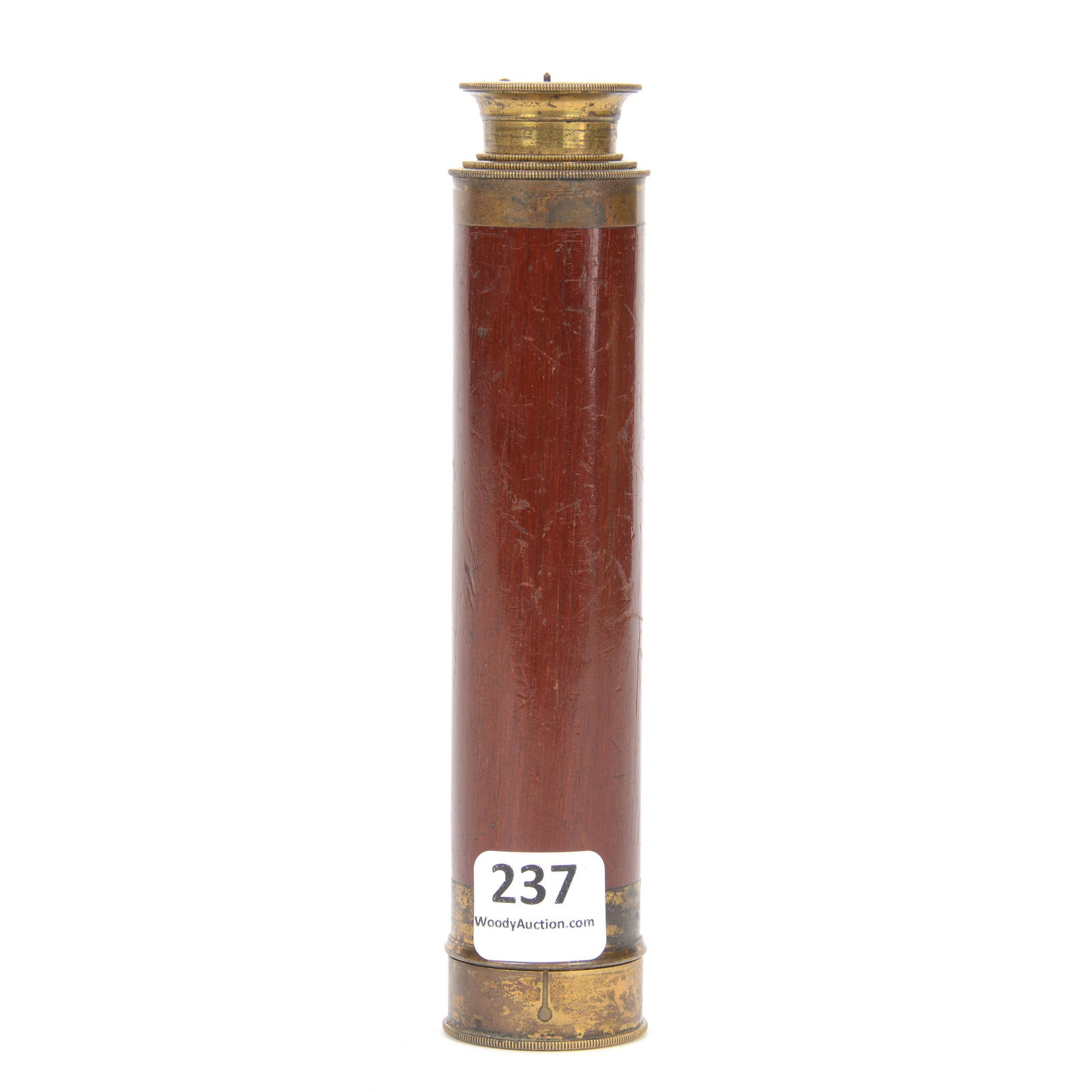 Vintage Telescoping Spy Glass, Brass & Wood: Vintage Telescoping Spy Glass, Brass & Wood, 16" X 1.25", No Visible Maker's Mark, Collapsed Length is 6"; the Collection of Mrs. R. and the Late Dr. S. Alexander.