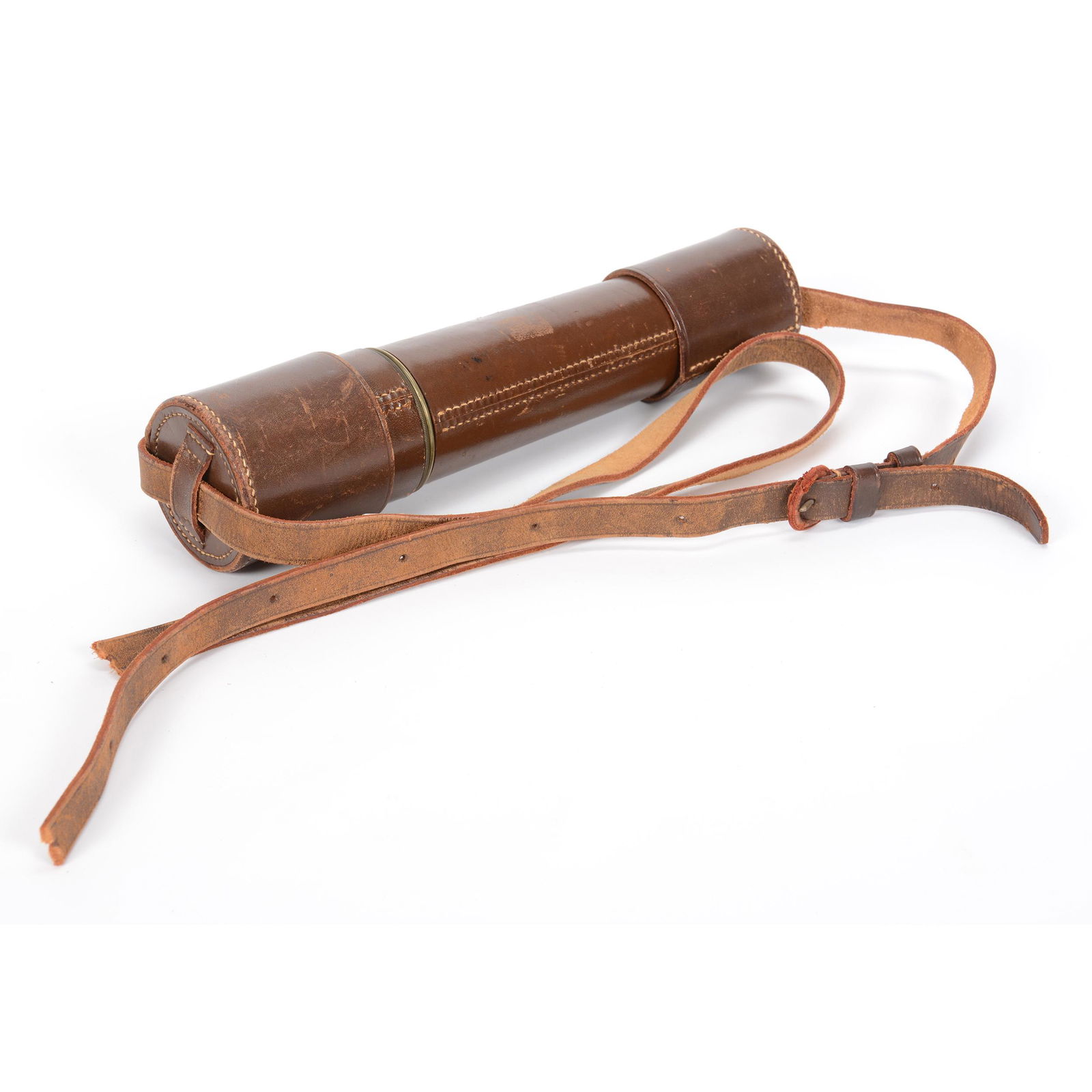 Brass Telescope, Broad Hurst Clarkson & CO., London: Brass Telescope, Broad Hurst Clarkson & Co., London, 34" X 2.25" Dia., P204 25-40 Vari-Power, Telescoping, Collapsed Length is 11", Brass Body with Integrated Brown Leather Case, has Shade on Lens to
