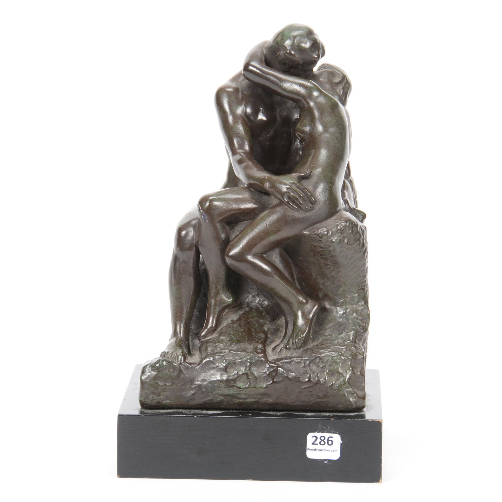 Modern Recast Sculpture, "The Kiss" By Rodin: Modern Recast Sculpture, "The Kiss" by Rodin, 11.5" X 7", Foundry Mark "Alva Studios", Sold by National Gallery of Art; the Collection of Mrs. R. and the Late Dr. S. Alexander.