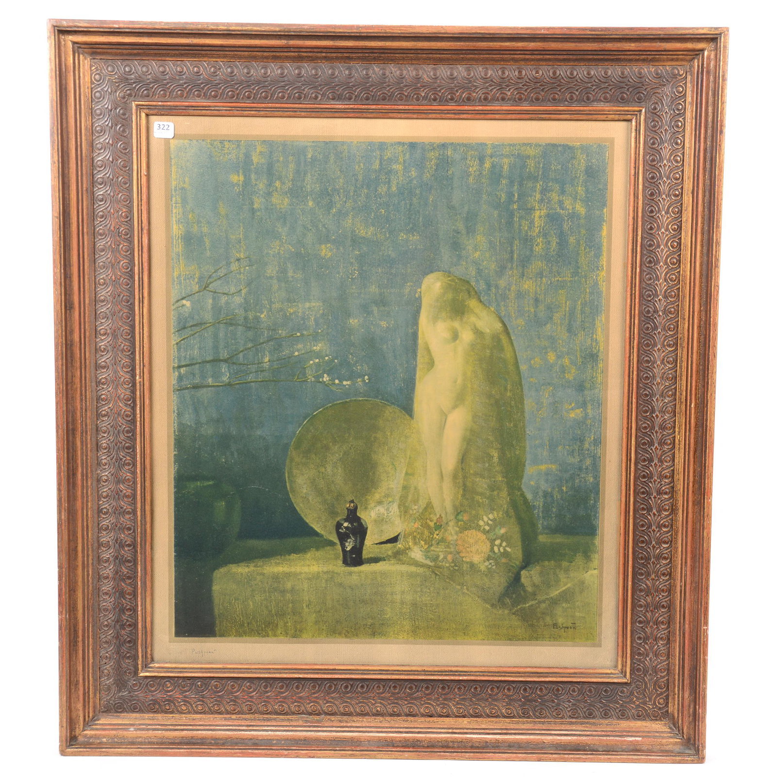 Original Pencil Signed Print by Hovsep Pushman: Original Pencil Signed Print by Hovsep Pushman (1877-1966), 33.5" X 29.5", Ornate Wooden Frame; the Collection of Mrs. R. and the Late Dr. S. Alexander.