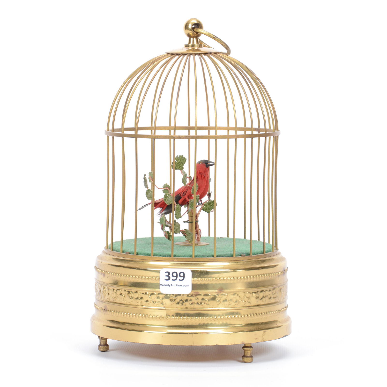 German Bird Cage Mechanical Music Box: German Bird Cage Mechanical Music Box, 9", Working Condition, Very Good Sound, Single Bird; the Collection of Mrs. R. and the Late Dr. S. Alexander.