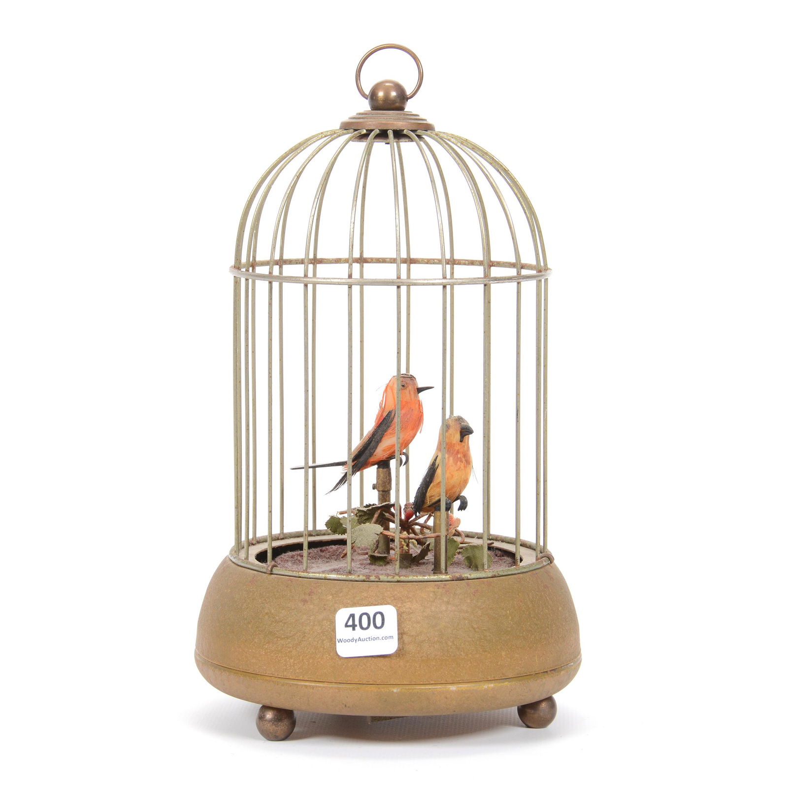German Bird Cage Mechanical Music Box: German Bird Cage Mechanical Music Box, 9.25", Double Bird, Currently not in Working Condition; the Collection of Mrs. R. and the Late Dr. S. Alexander.