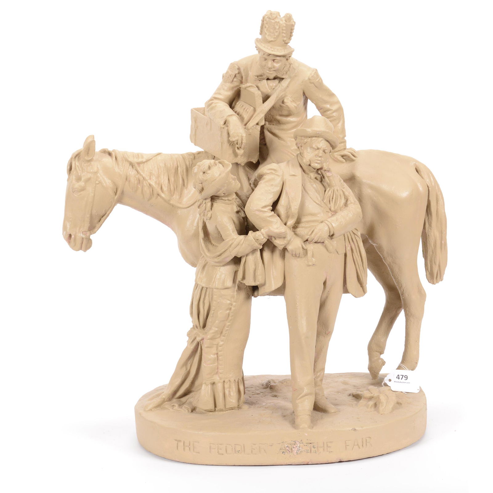 Original John Rogers Group "Peddler at The Fair": Original John Rogers Group "Peddler at The Fair", 19.5" X 18", Paint Touch-Ups; the Collection of Mrs. R. and the Late Dr. S. Alexander.