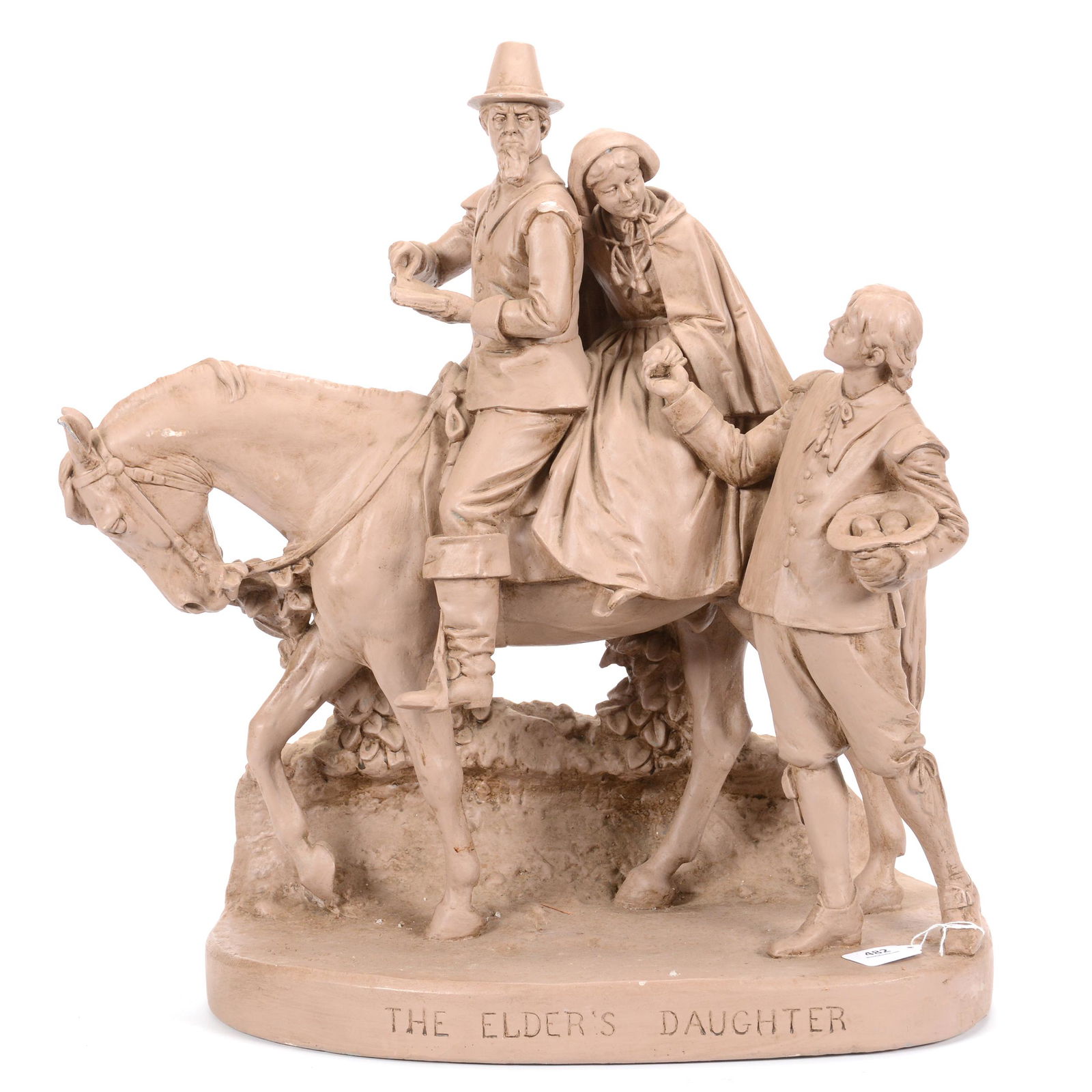 Original John Rogers Group "The Elder's Daughter": Original John Rogers Group "The Elder's Daughter", 21" X 19.5", Some Minor Chipping and Rub Marks; the Collection of Mrs. R. and the Late Dr. S. Alexander.