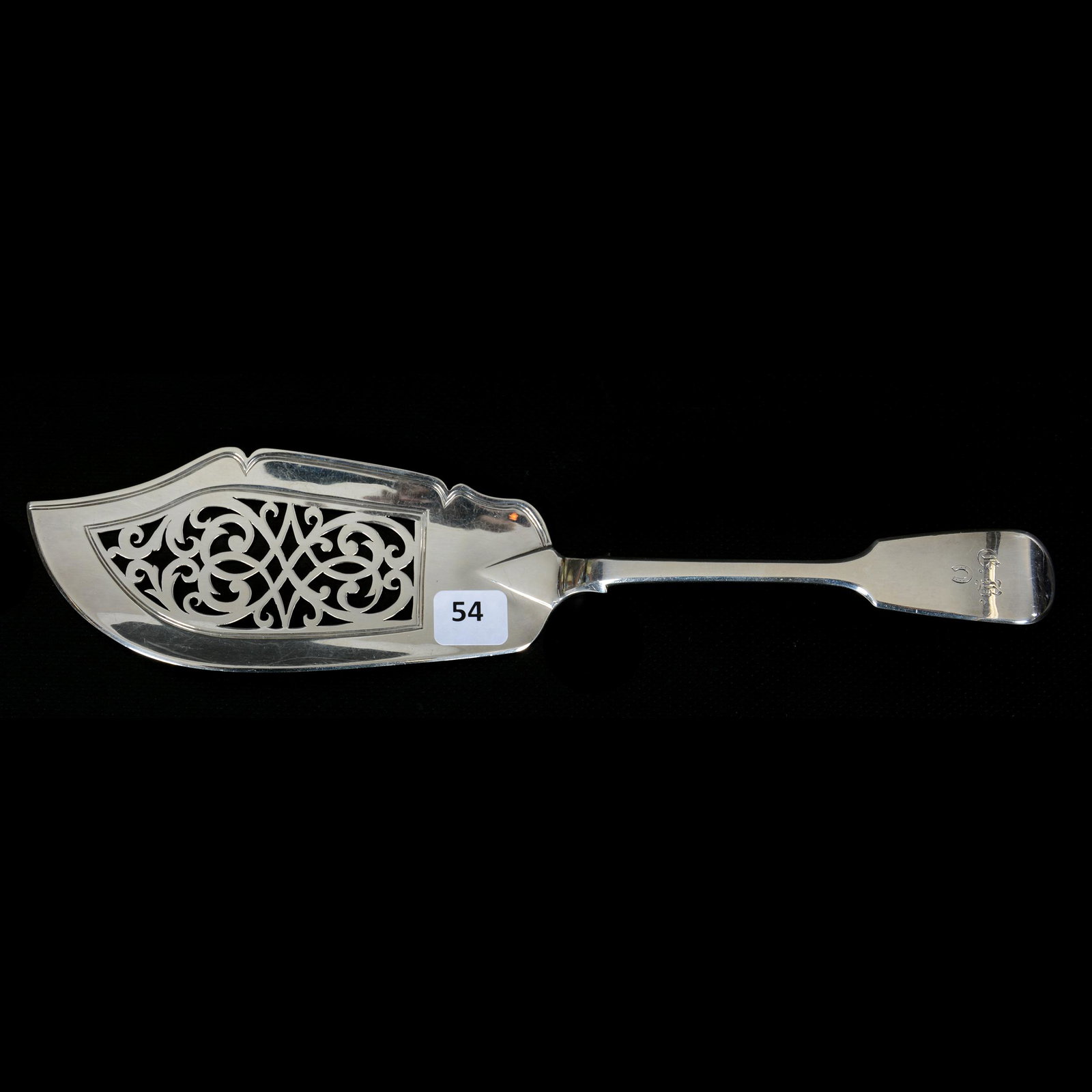 Sterling Fish Slice, British Hallmarks: Sterling Fish Slice, British Hallmarks, 12", Made in London by William Robert Smily, 1844, Total Weight of 132 Grams, Private Collection