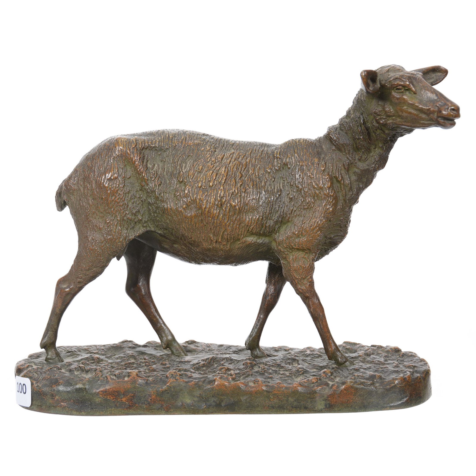 Original French Bronze by Pierre Laplanche: Original French Bronze by Pierre Laplanche, 8" x 10.5", Titled "Brebis Des Vosges", 19th Century, Nice Detail, Private Collection