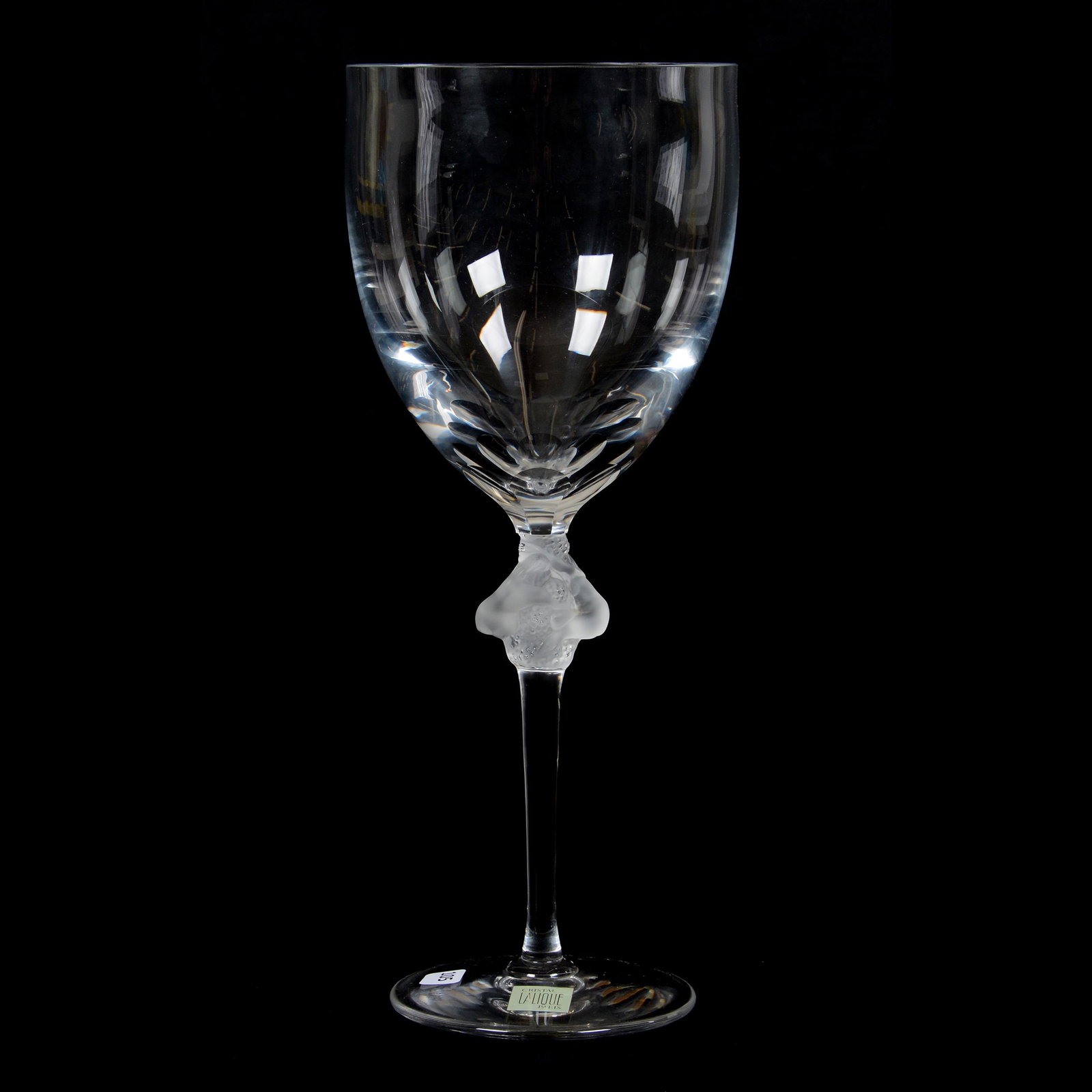 Vase Signed Lalique France, Chalice Shaped: Vase Signed Lalique France, Chalice Shaped, 15.5" x 6.25", Roxanne Pattern, Copyright 1919, Original Lalique Label, Private Collection, IL
