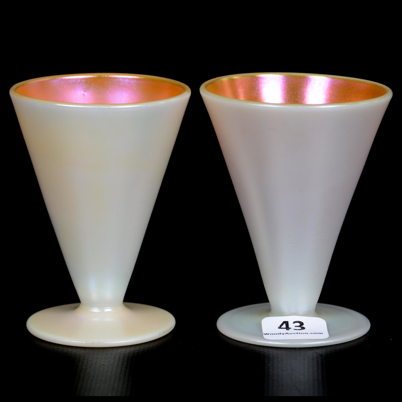 Pair Stems, Gold Calcite by Steuben: Pair Stems, Gold Calcite by Steuben, 3.25" x 2.5", Nice Color, The Estate of Les Hamilton