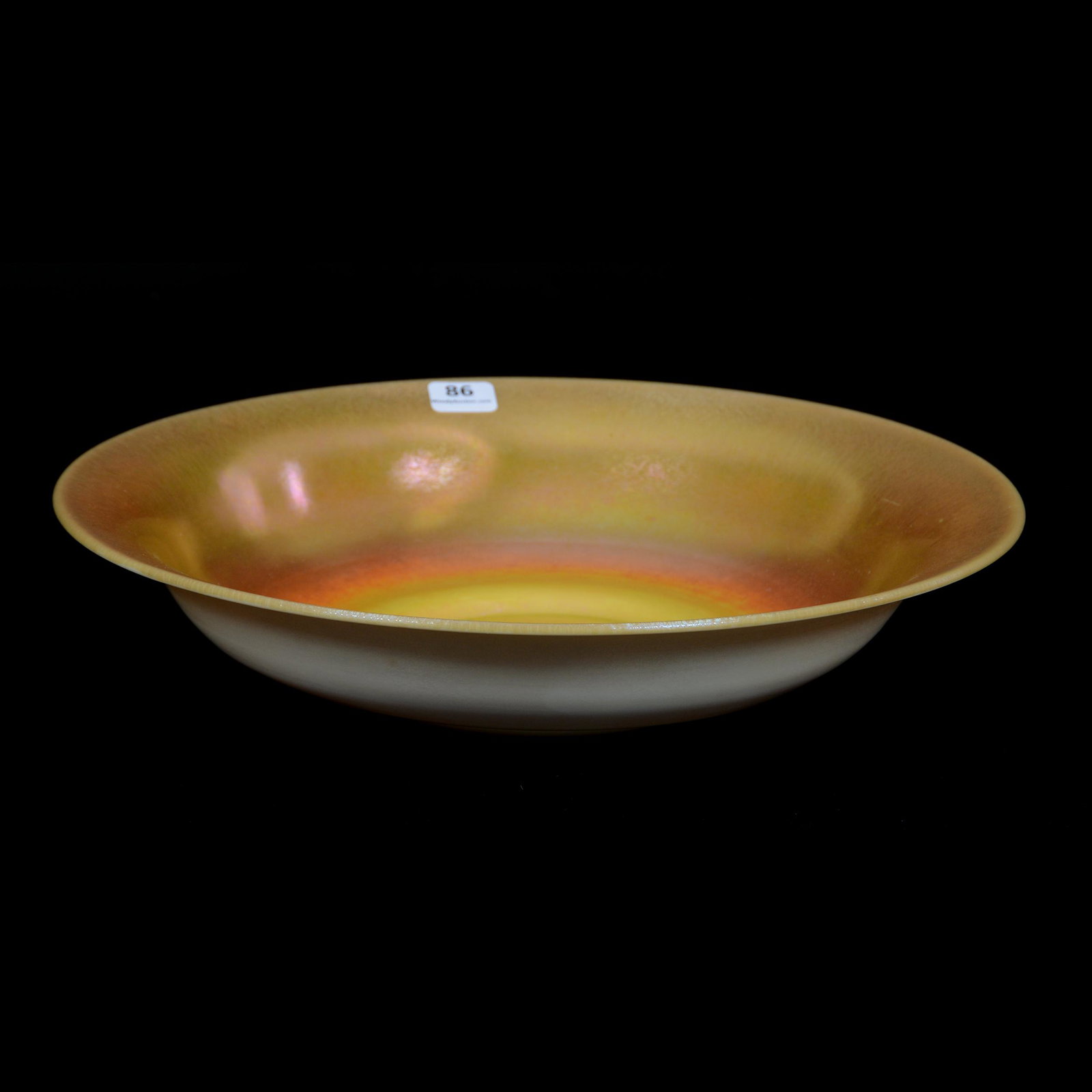 Bowl by Steuben, Gold Calcite Art Glass: Bowl by Steuben, Gold Calcite Art Glass, 2.75" x 12", Good Color, The Estate of Les Hamilton