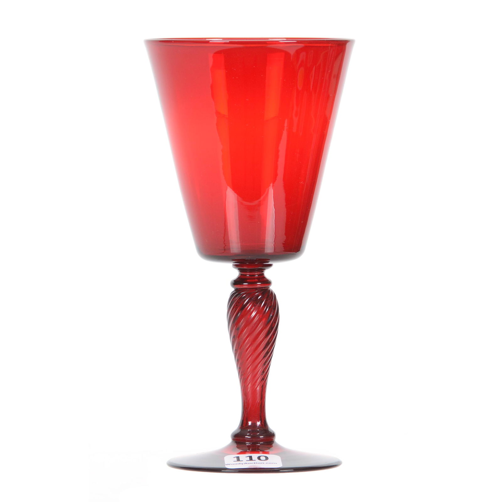 Wine Stem Signed Steuben Selenium Red: Wine Stem Signed Steuben Selenium Red, 6.75", Spiral Stem, Beautiful Color, The Estate of Les Hamilton