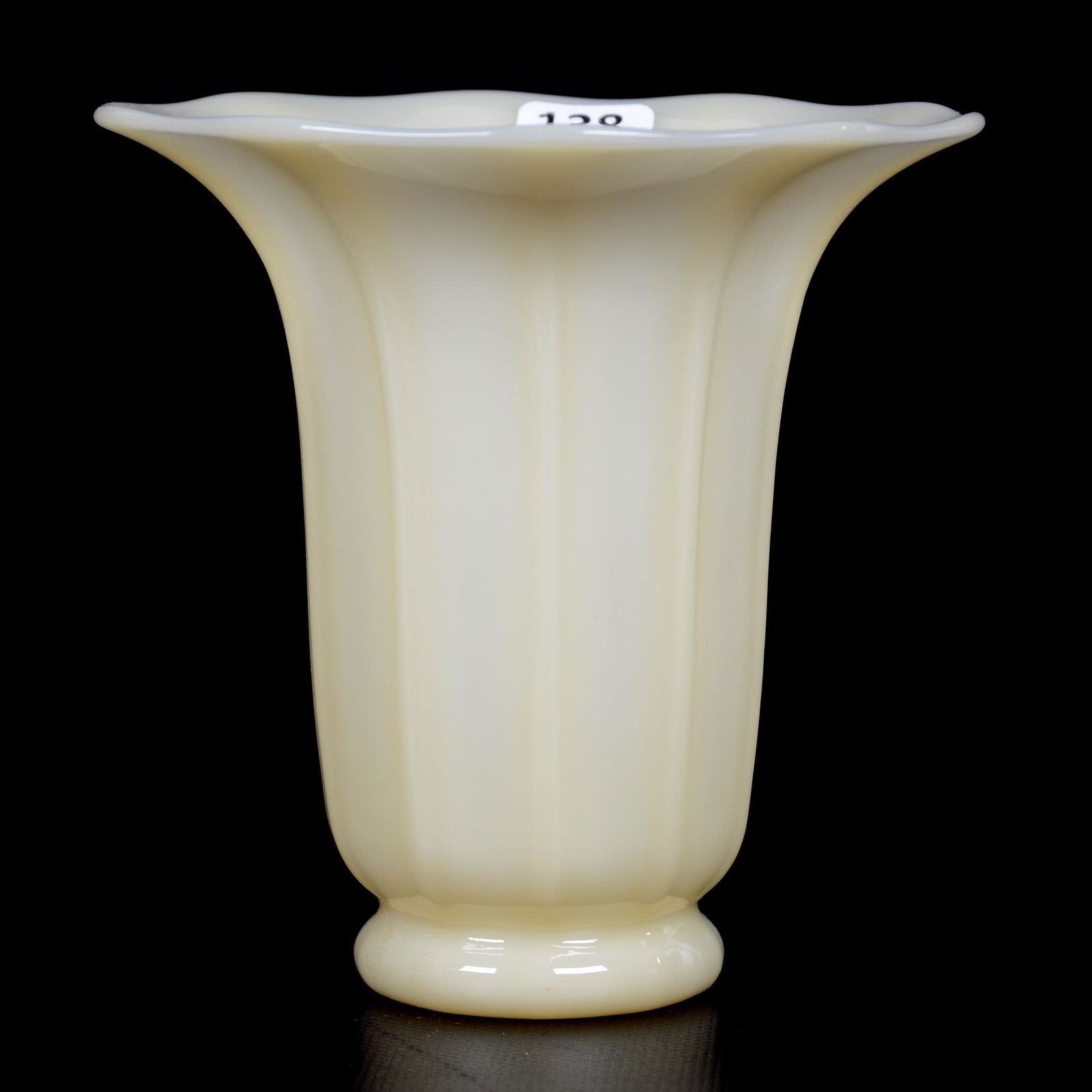 Vase by Steuben, Ivory-Colored Optic Rib Pattern: Vase by Steuben, Ivory-colored Optic Rib Pattern, 5.25" x 5.25", The Estate of Les Hamilton