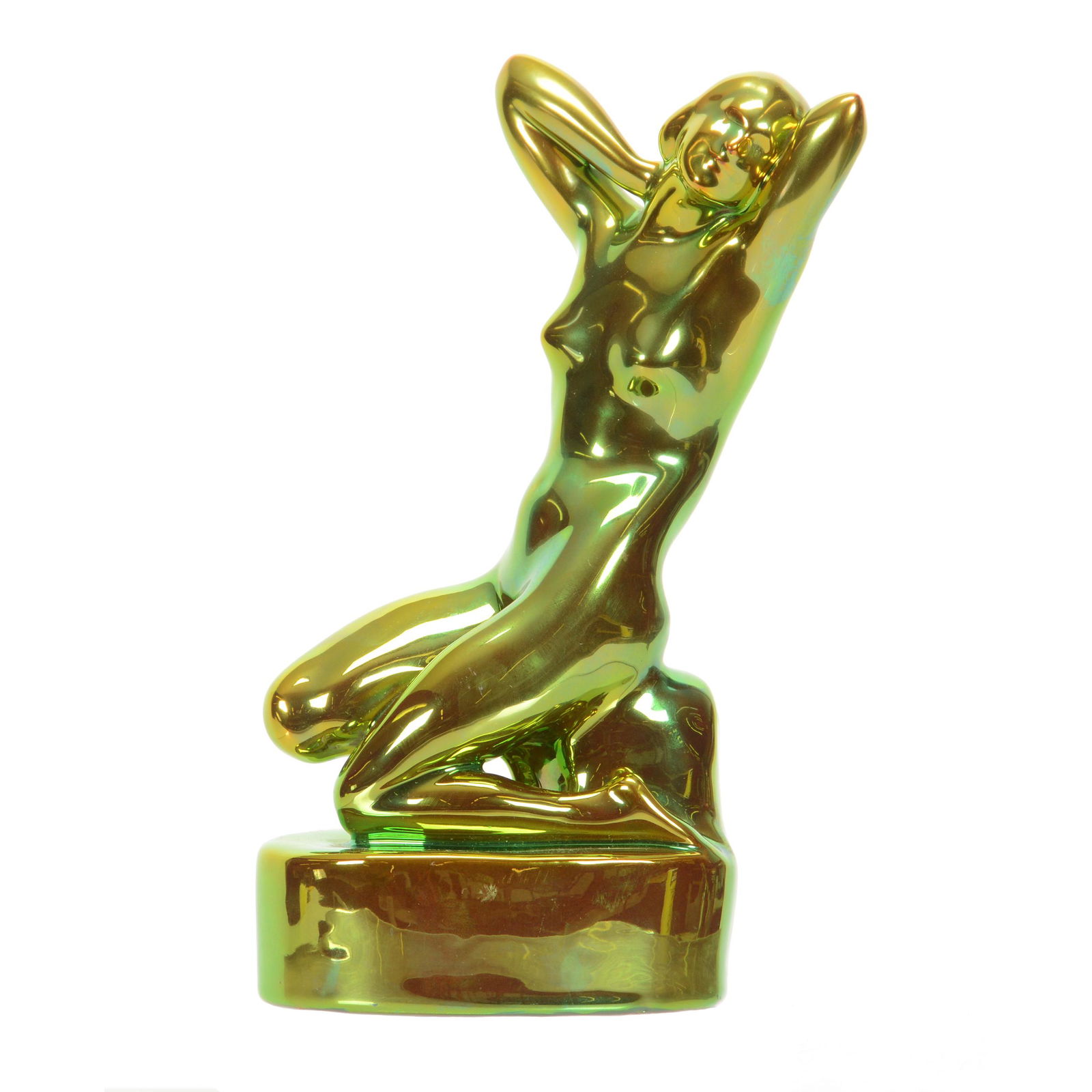 Nude Figurine Marked Zsolnay Art Pottery: Nude Figurine Marked Zsolnay Art Pottery, 9.5", Strong Green Iridescence, The Estate of Les Hamilton