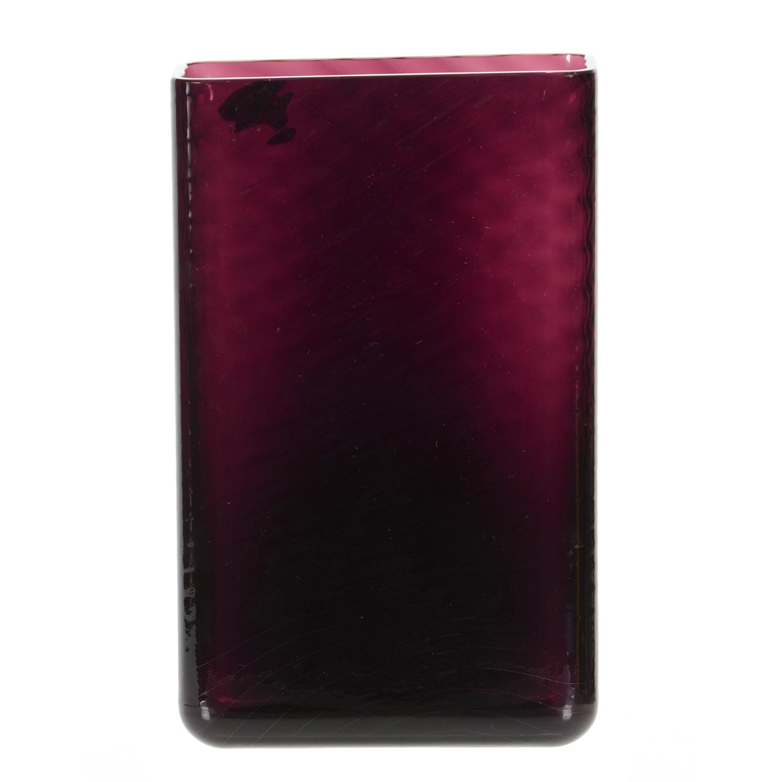 Vase by Steuben, Amethyst Optic Rib Swirl: Vase by Steuben, Amethyst Optic Rib Swirl, 9" x 5.75", Shape #6199, The Estate of Les Hamilton