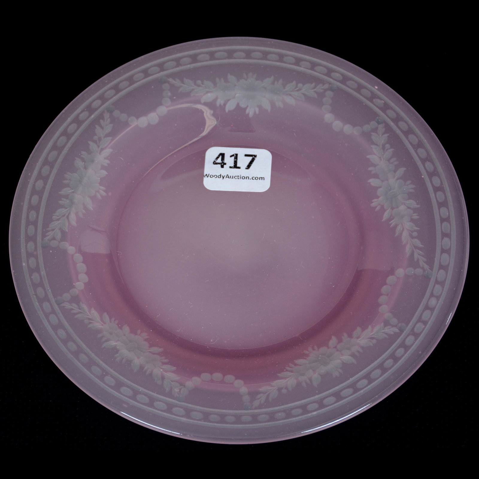 Plate by Steuben, Rosaline, Engraved Garland: Plate by Steuben, Rosaline, Engraved Garland, 6", The Estate of Les Hamilton