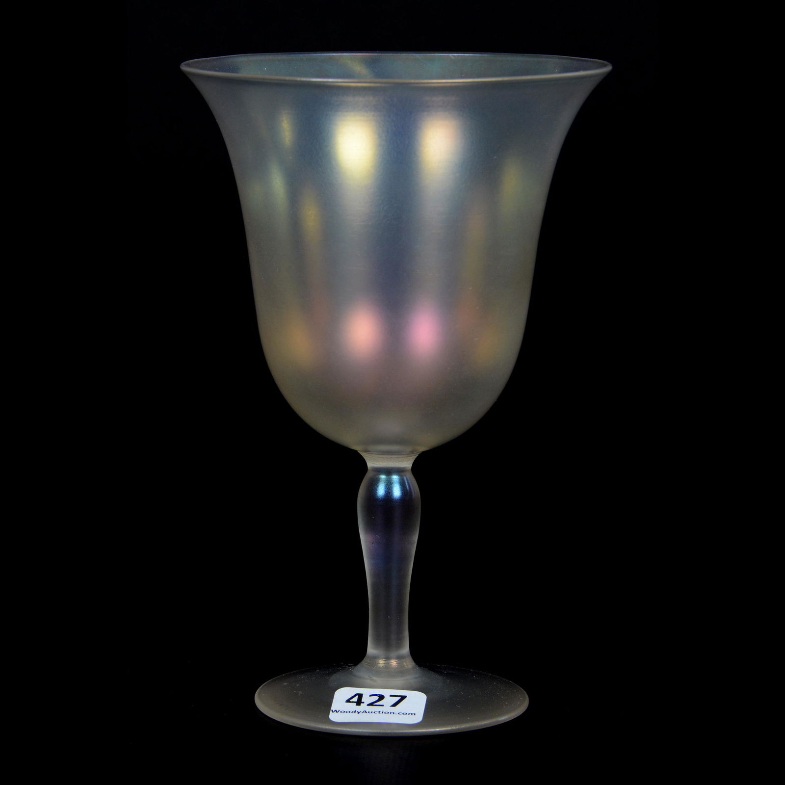Goblet, Steuben Verre De Soie: Goblet, Steuben Verre De Soie, 6" x 4", The Estate of Les Hamilton