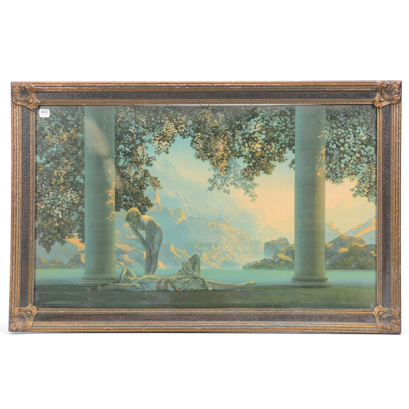 Original Framed Maxfield Parrish Print, "Daybreak": Original Framed Maxfield Parrish Print, "Daybreak", 21.75" x 33.5", The Estate of Les Hamilton