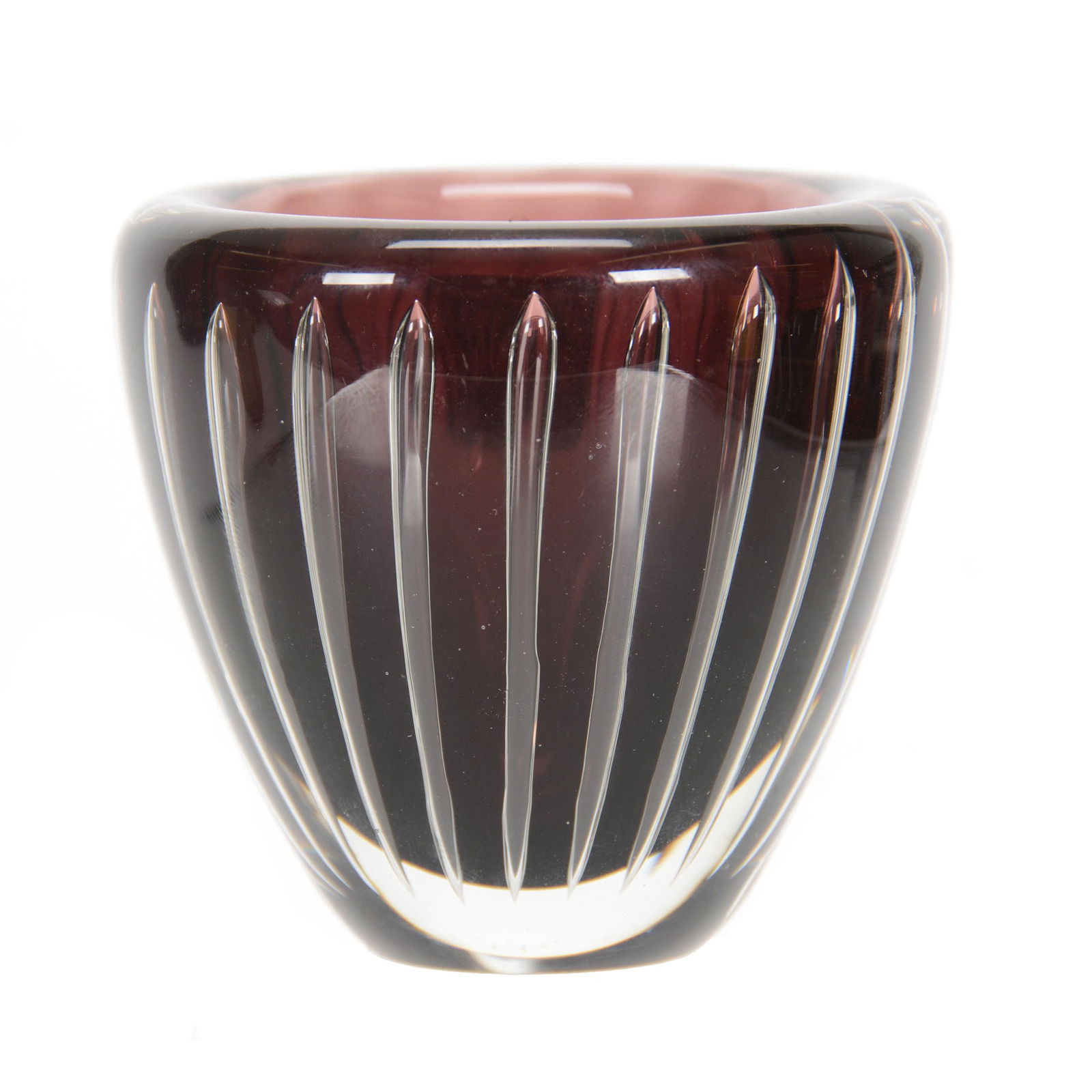 Vase, Faint Mark, Resembles Orrefors Ariel Design: Vase, Faint Mark, Resembles Orrefors Ariel Design, 2.75" x 3", Mark Illegible, John Lolley Estate, Monroe, LA. The majority of Mr. Lolley's collection was marked with a museum labeling pen which can b