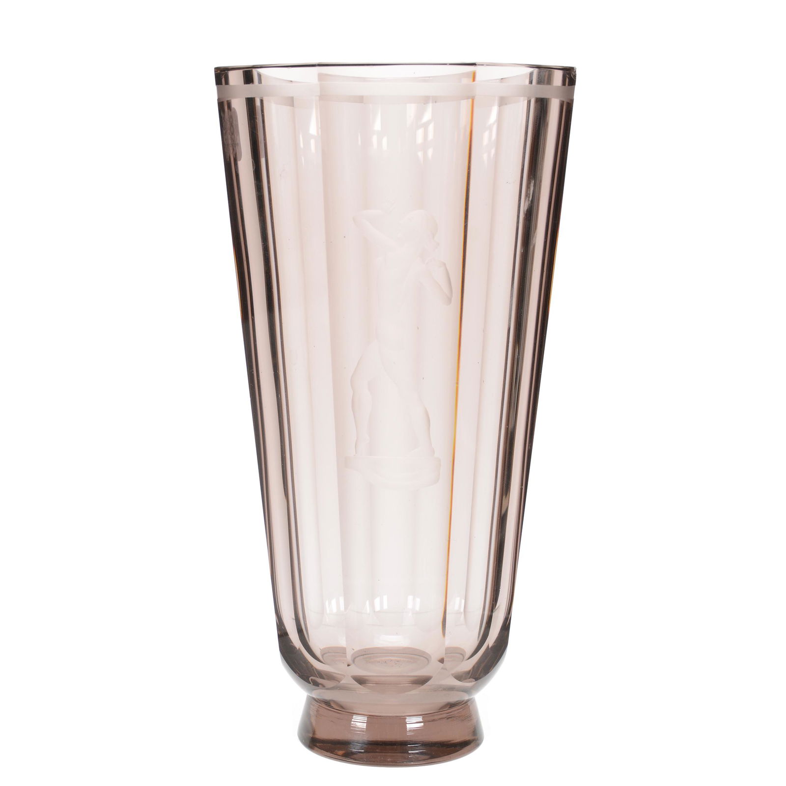 Vase, Eight-Sided, Smoke Glass Signed Orrefors: Vase, Eight-Sided, Smoke Glass Signed Orrefors, 9" x 5", #7790, Artist Marked, One Ridge Edge Point has Nick, Two have Chips, John Lolley Estate, Monroe, LA. The majority of Mr. Lolley's collection wa