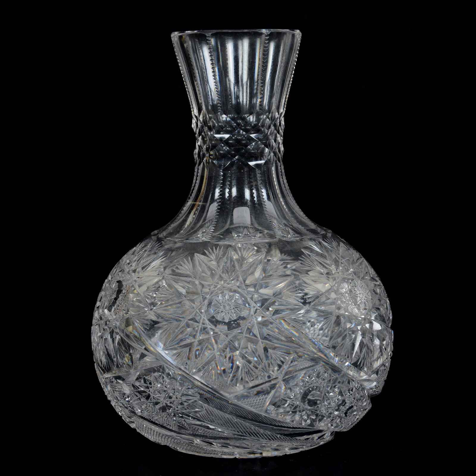Carafe, ABCG, Signed Libbey Lenox Pattern: Carafe, American Brilliant Cut Glass, Signed Libbey Lenox Pattern, 8.25" x 6", AKA Comet Pattern, Top Rim Starting to Craze, Private Collection