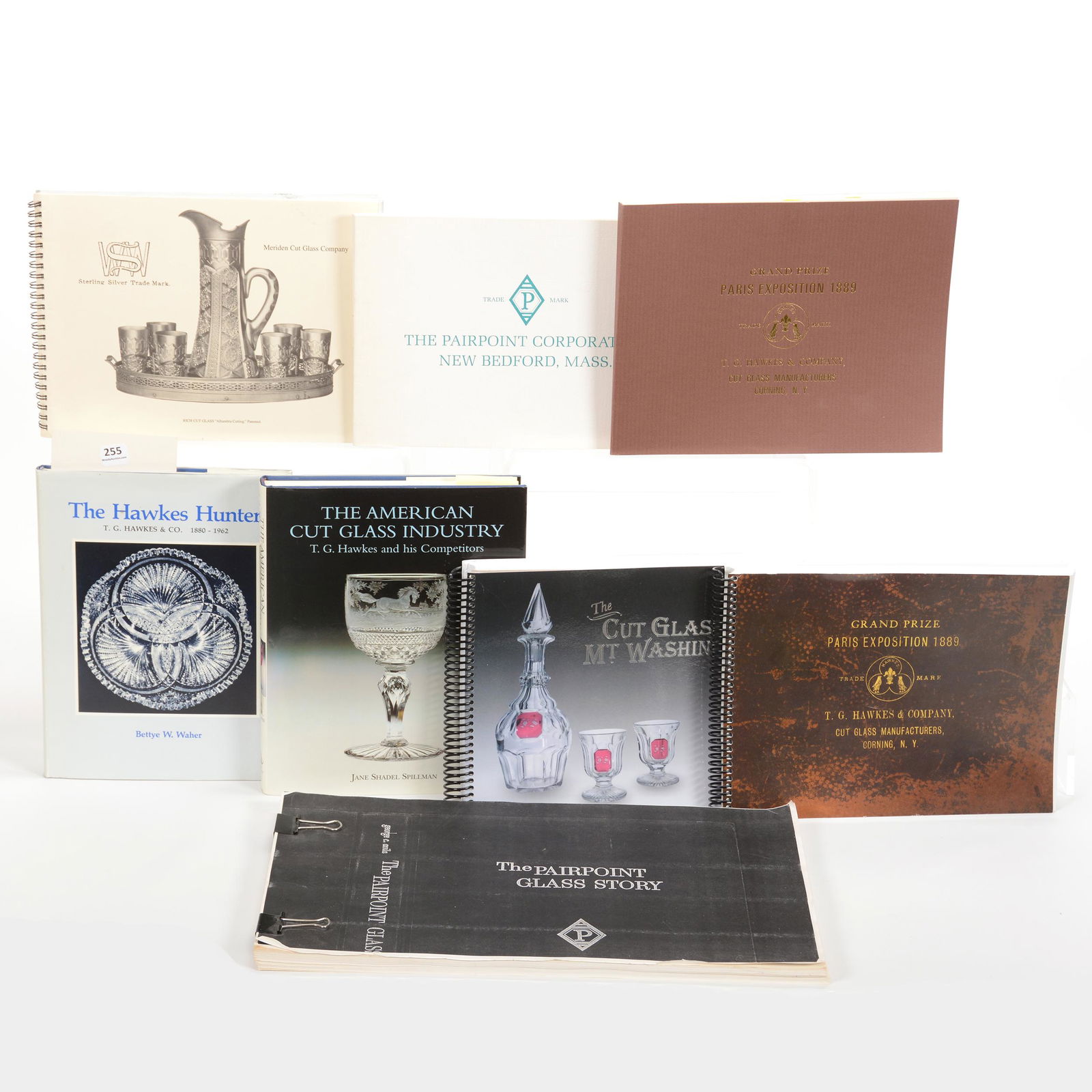 (8) Books & Catalogs, American Brilliant Cut Glass: (8) Books & Catalogs, American Brilliant Cut Glass, (1) The Hawkes Hunter by Bettye W. Waher, 1984, (1) The American Cut Glass Industry T.G. Hawkes & Competitors by Jane Shadel Spillman, 1996, (1) T.G
