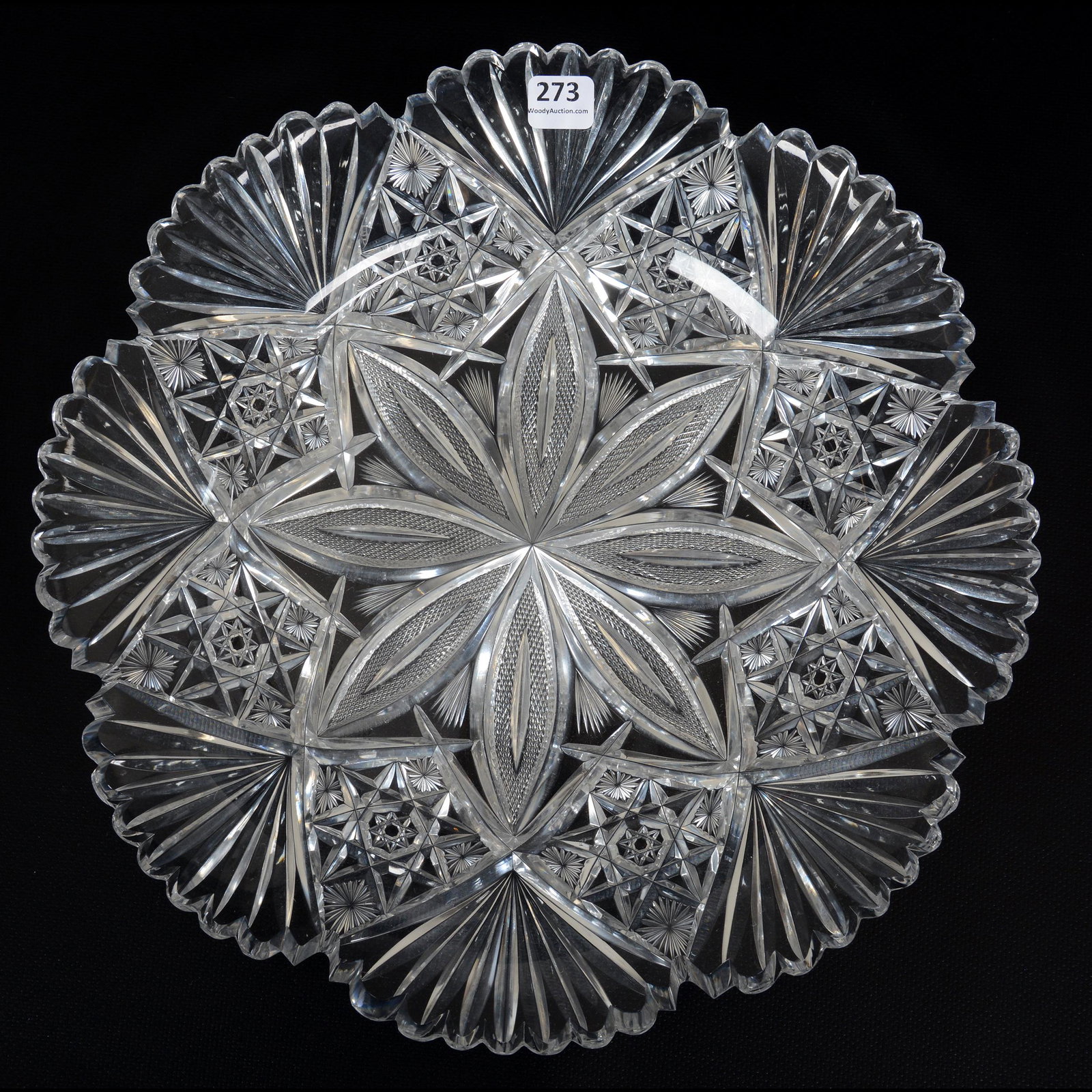 Round Tray, ABCG, Venetian Pattern by Hawkes: Round Tray, American Brilliant Cut Glass, Venetian Pattern by Hawkes, 13", Quality Blank, Pattern Patent 1890, The Ernest and Barbara Ramsay Collection