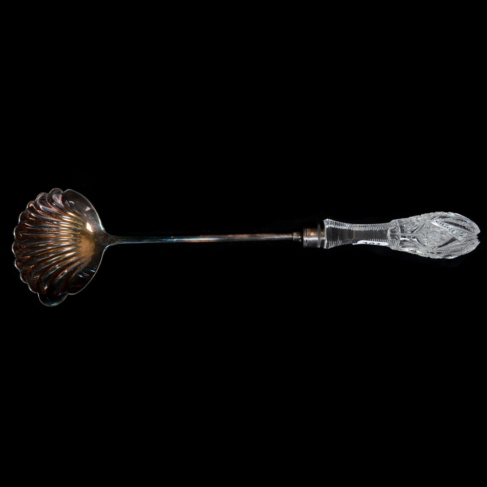 Punch Ladle, ABCG, Venetian Pattern by Hawkes: Punch Ladle, American Brilliant Cut Glass, Venetian Pattern by Hawkes, 13", Silverplate Dipper Marked Gorham #1228, The Ernest and Barbara Ramsay Collection