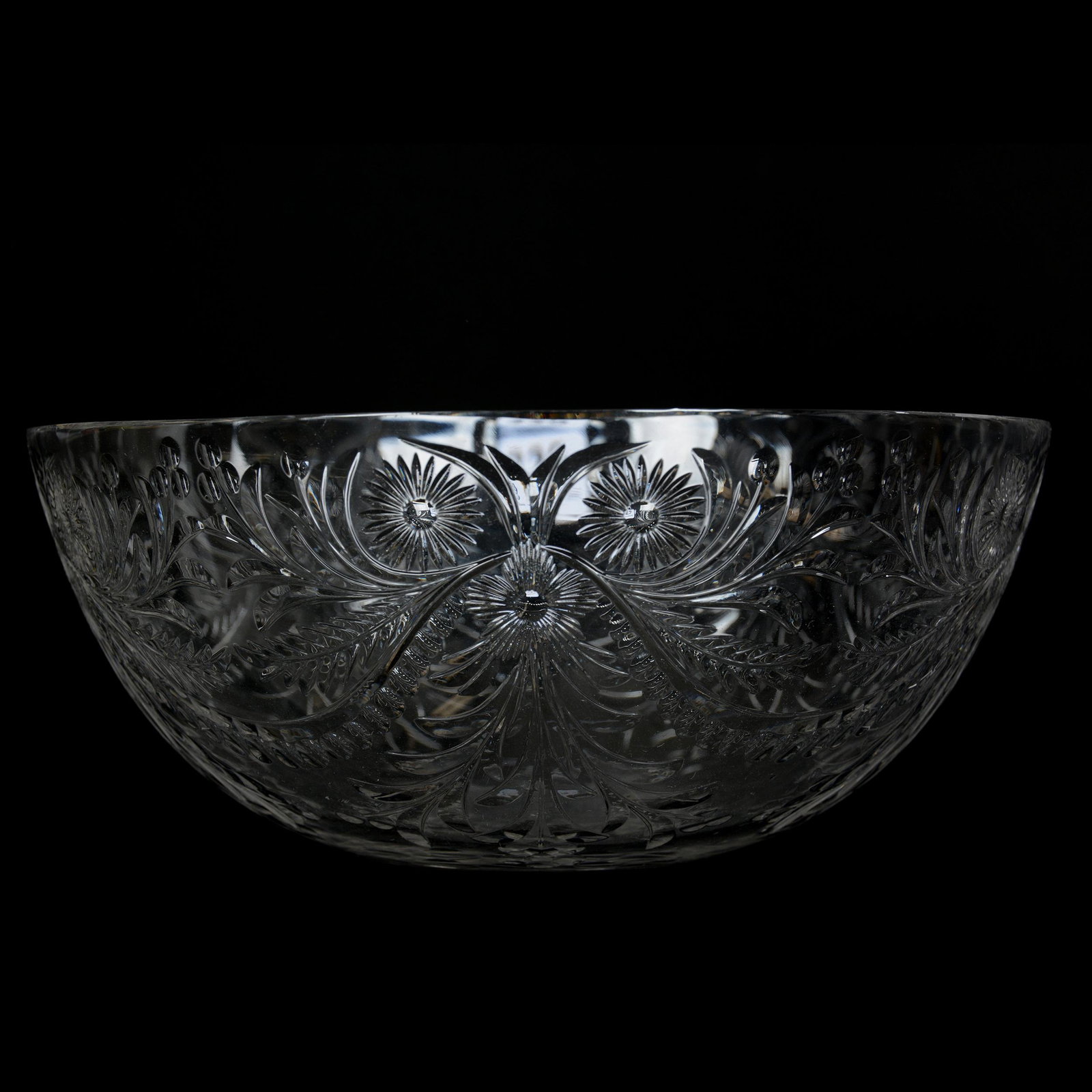 Bowl, ABCG, Engraved Floral Garland Motif: Bowl, American Brilliant Cut Glass, Engraved Floral Garland Motif, 3.25" x 8", Possible Rim Touch-Up, The Ernest and Barbara Ramsay Collection