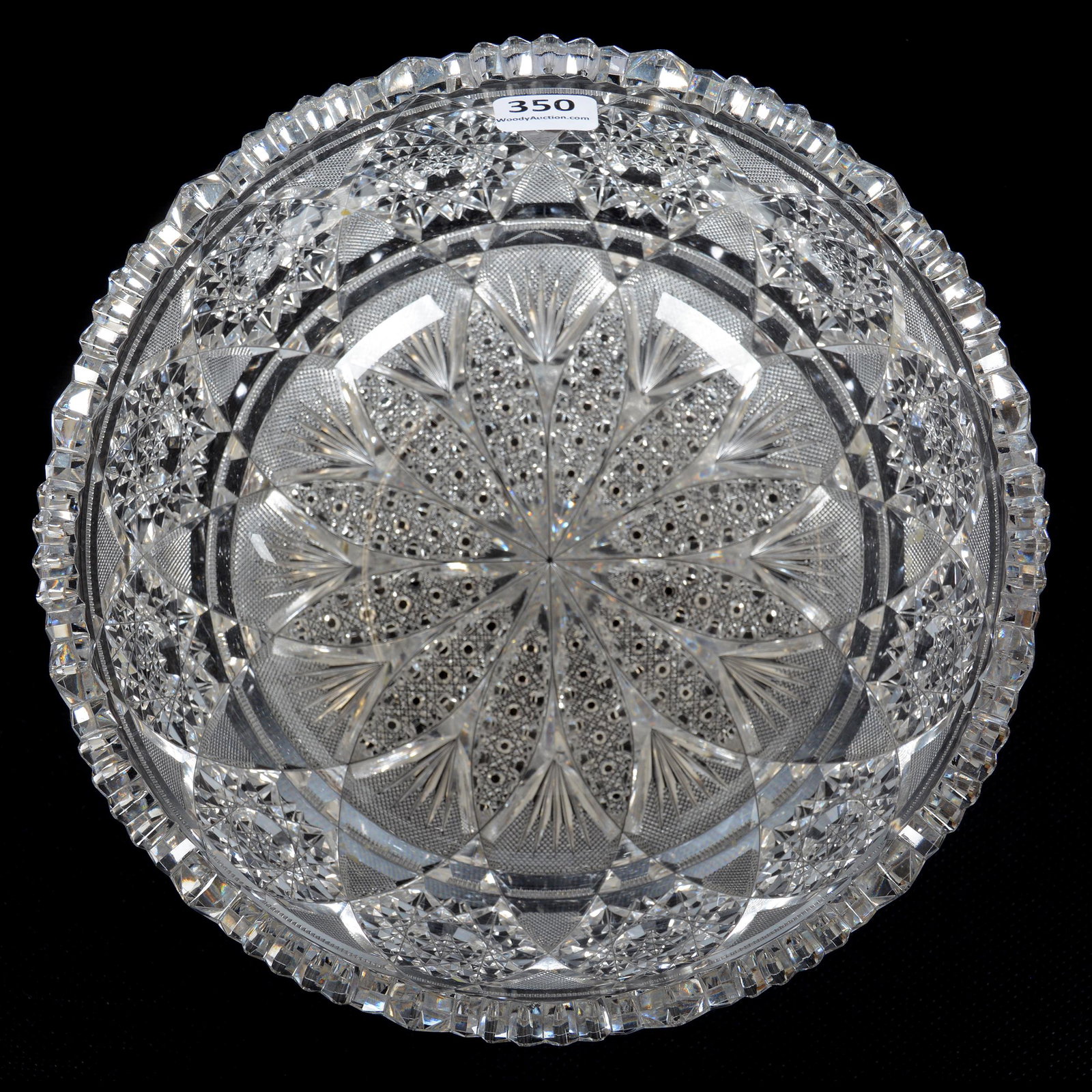 Bowl, ABCG, Signed Tuthill Rex Pattern: Bowl, American Brilliant Cut Glass, Signed Tuthill Rex Pattern, 3.5" x 8.25", Quality Blank, Good Fluorescence, From a Pacific Northwest Cut Glass Collection