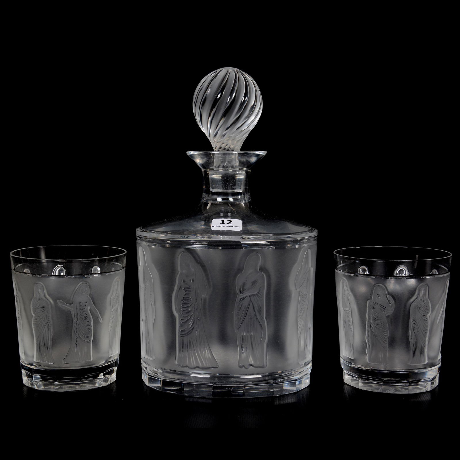 Decanter Set Signed Lalique France, Femmes Antiques (1 of 4)